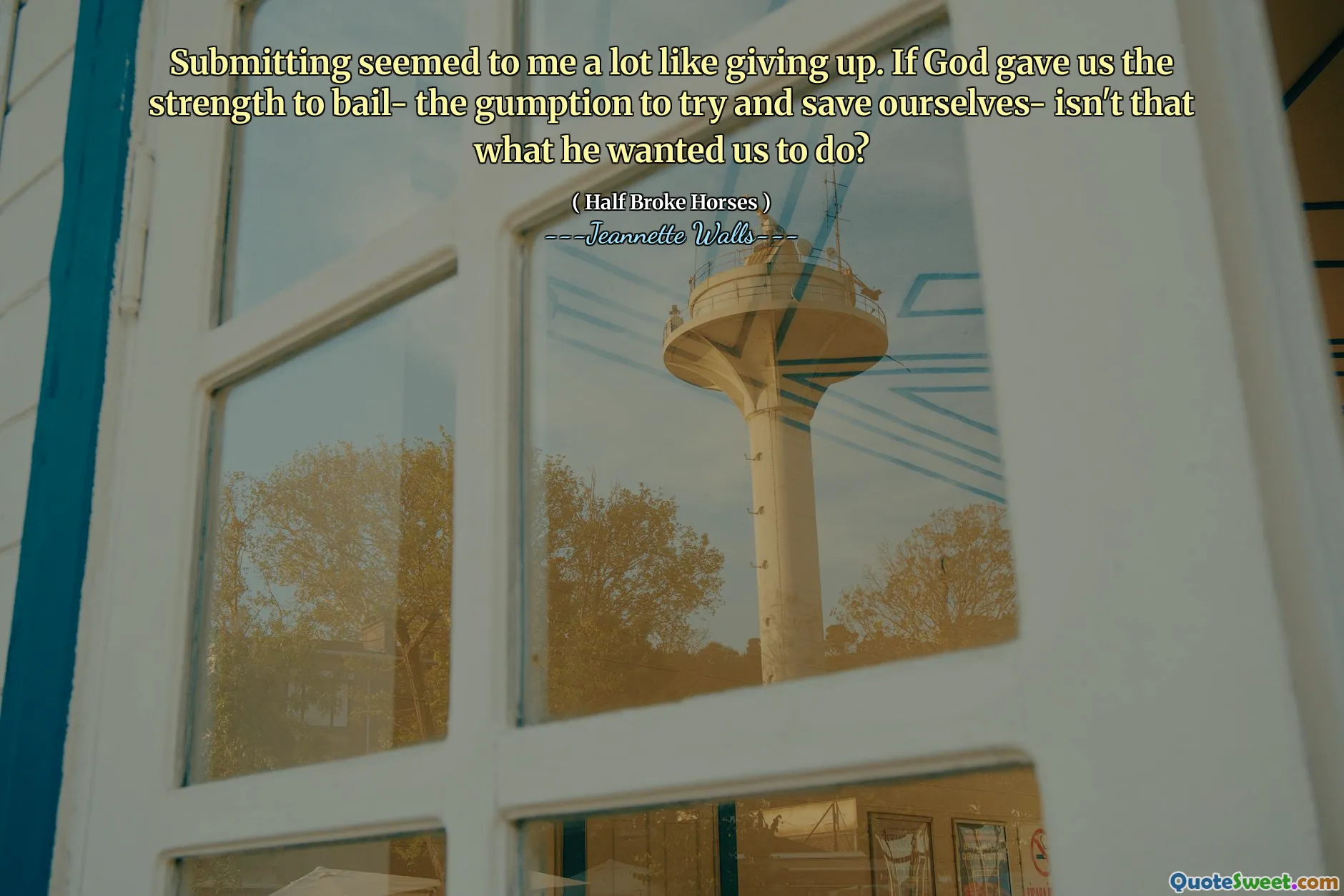 在我看来，提交很像放弃。如果上帝给了我们保释的力量 - 试图拯救自己的努力 - 不是他想要我们做的吗？