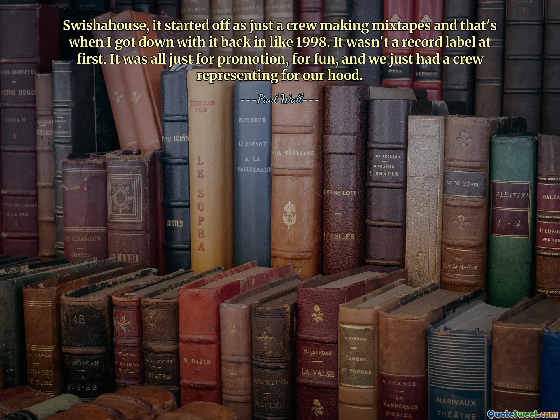 Swishahouse, it started off as just a crew making mixtapes and that's when I got down with it back in like 1998. It wasn't a record label at first. It was all just for promotion, for fun, and we just had a crew representing for our hood.