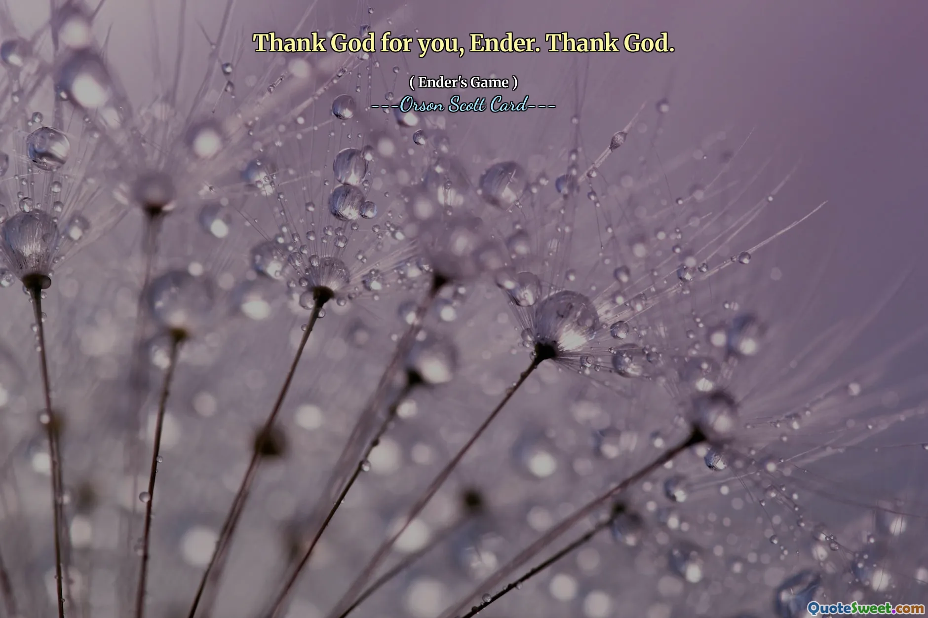 Mulțumesc lui Dumnezeu pentru tine, Ender. Slavă domnului.