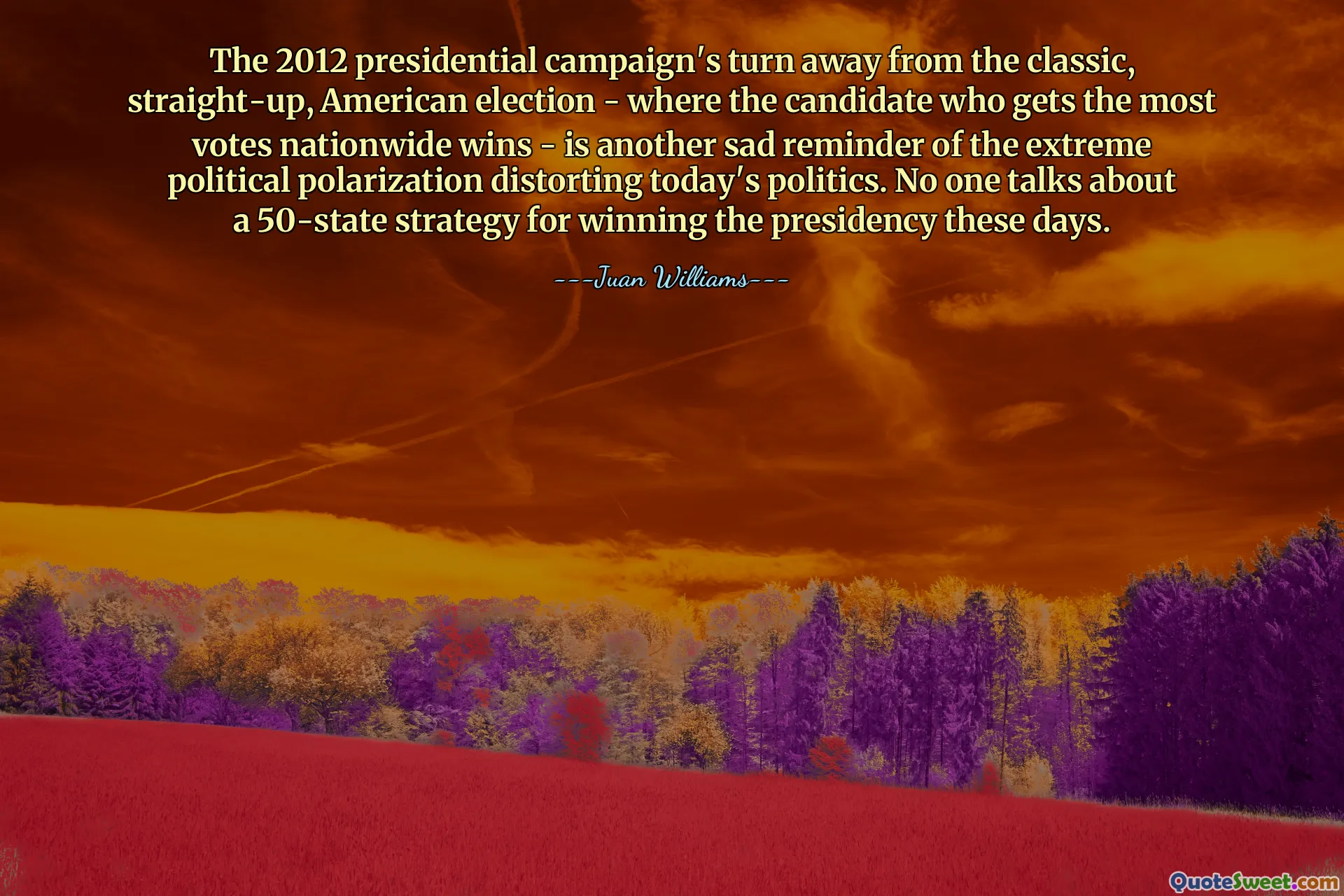 2012年の大統領選挙陣営が、全米で最も多くの票を獲得した候補者が勝利するという伝統的で正統派のアメリカ選挙からの転換は、今日の政治を歪めている極度の政治的二極化を再び思い出させる悲しい出来事である。最近では大統領選に勝つための50州戦略について語る人はいない。