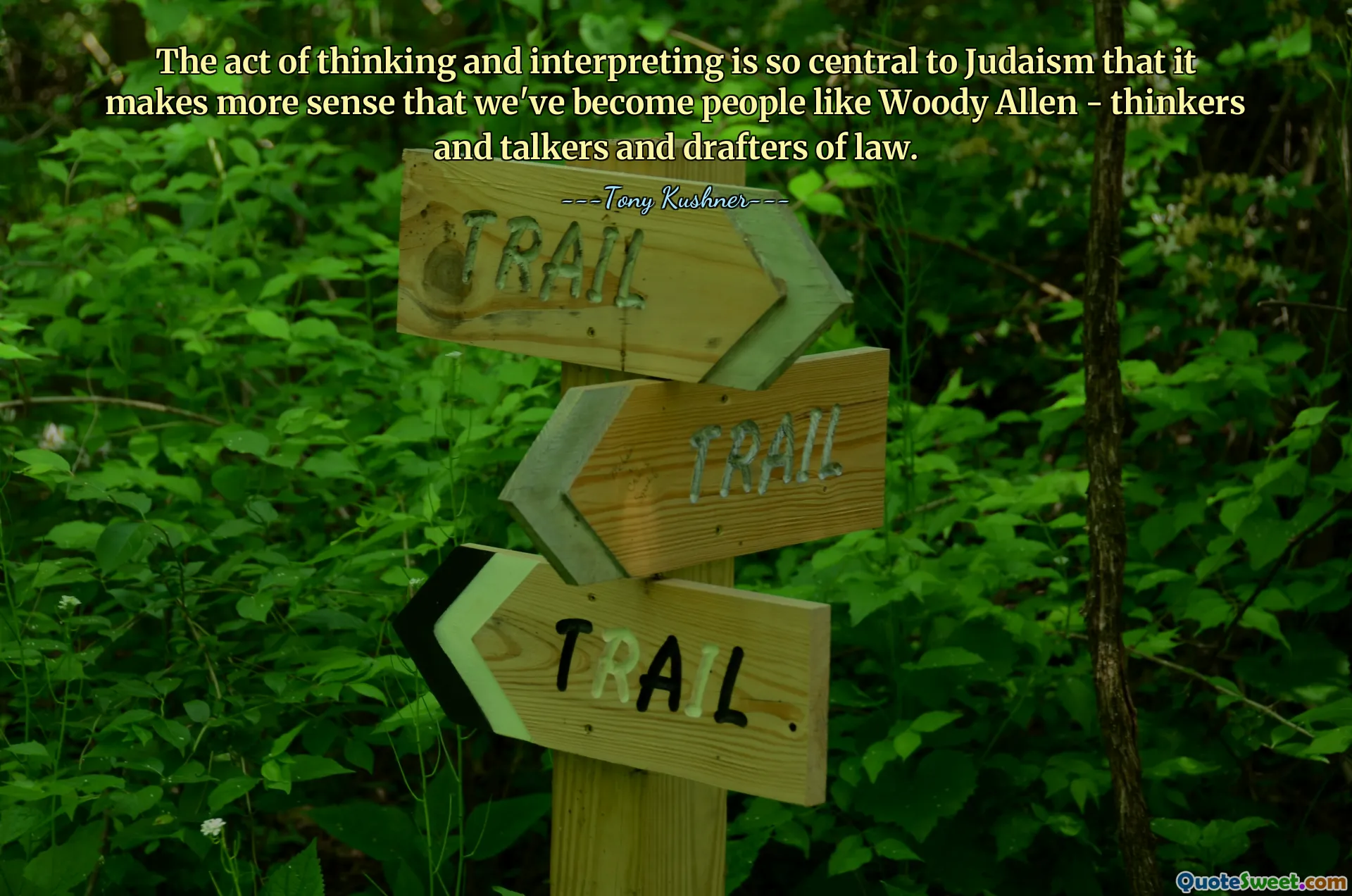 The act of thinking and interpreting is so central to Judaism that it makes more sense that we've become people like Woody Allen - thinkers and talkers and drafters of law.