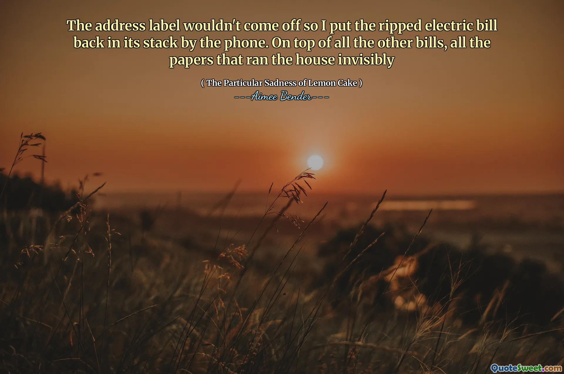 The address label wouldn't come off so I put the ripped electric bill back in its stack by the phone. On top of all the other bills, all the papers that ran the house invisibly