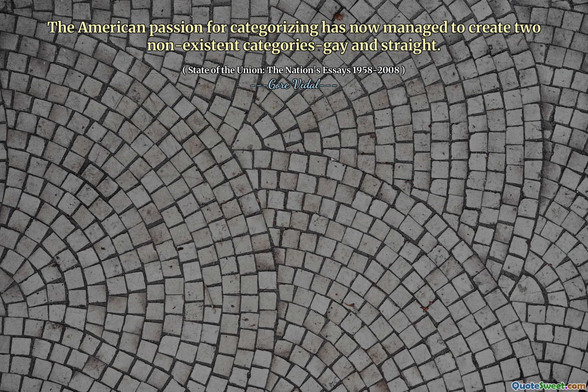 The American passion for categorizing has now managed to create two non-existent categories-gay and straight.