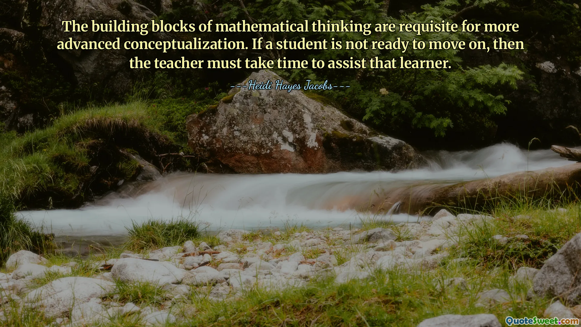 The building blocks of mathematical thinking are requisite for more advanced conceptualization. If a student is not ready to move on, then the teacher must take time to assist that learner.