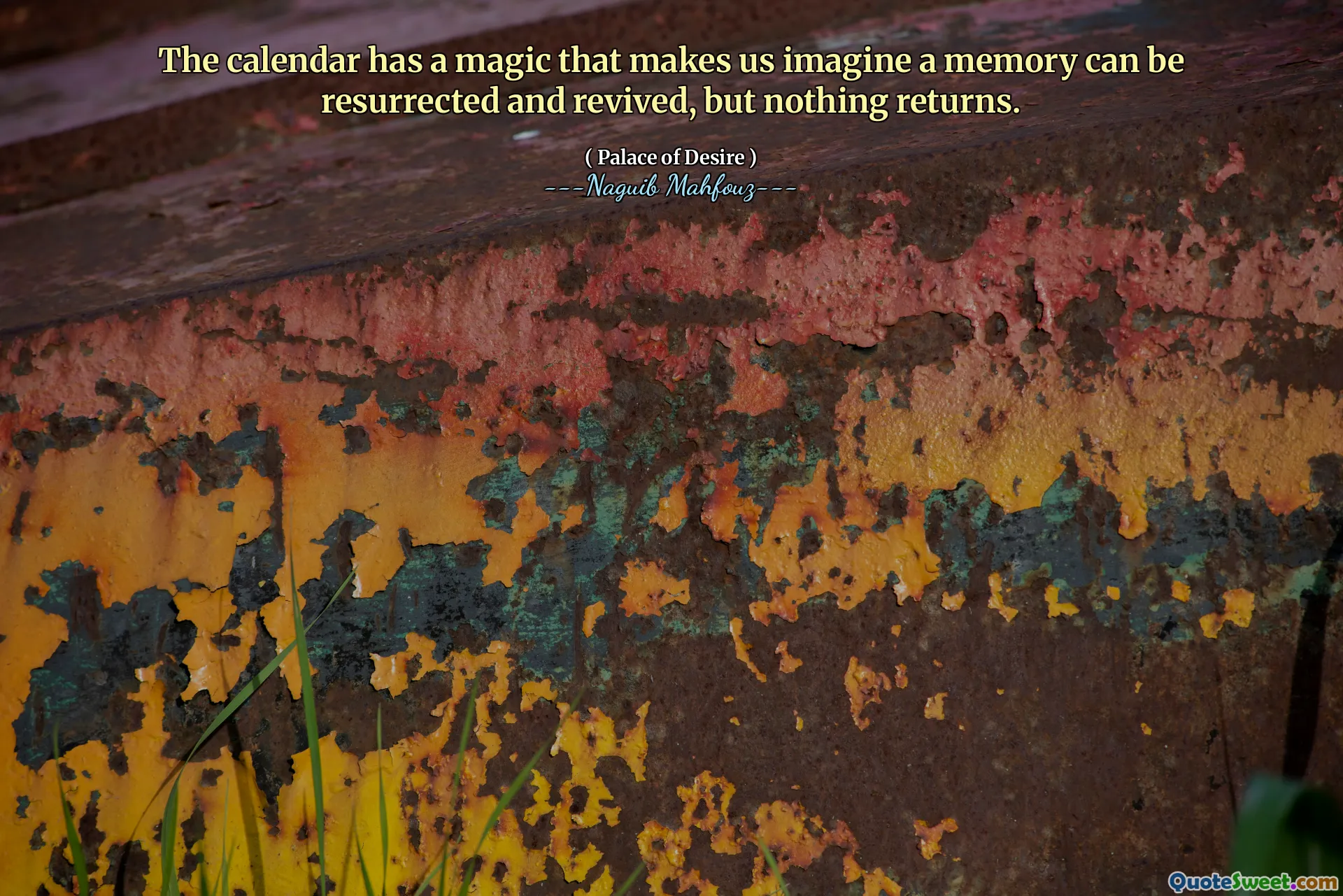 O calendário tem uma mágica que nos faz imaginar uma memória pode ser ressuscitada e revivida, mas nada retorna.