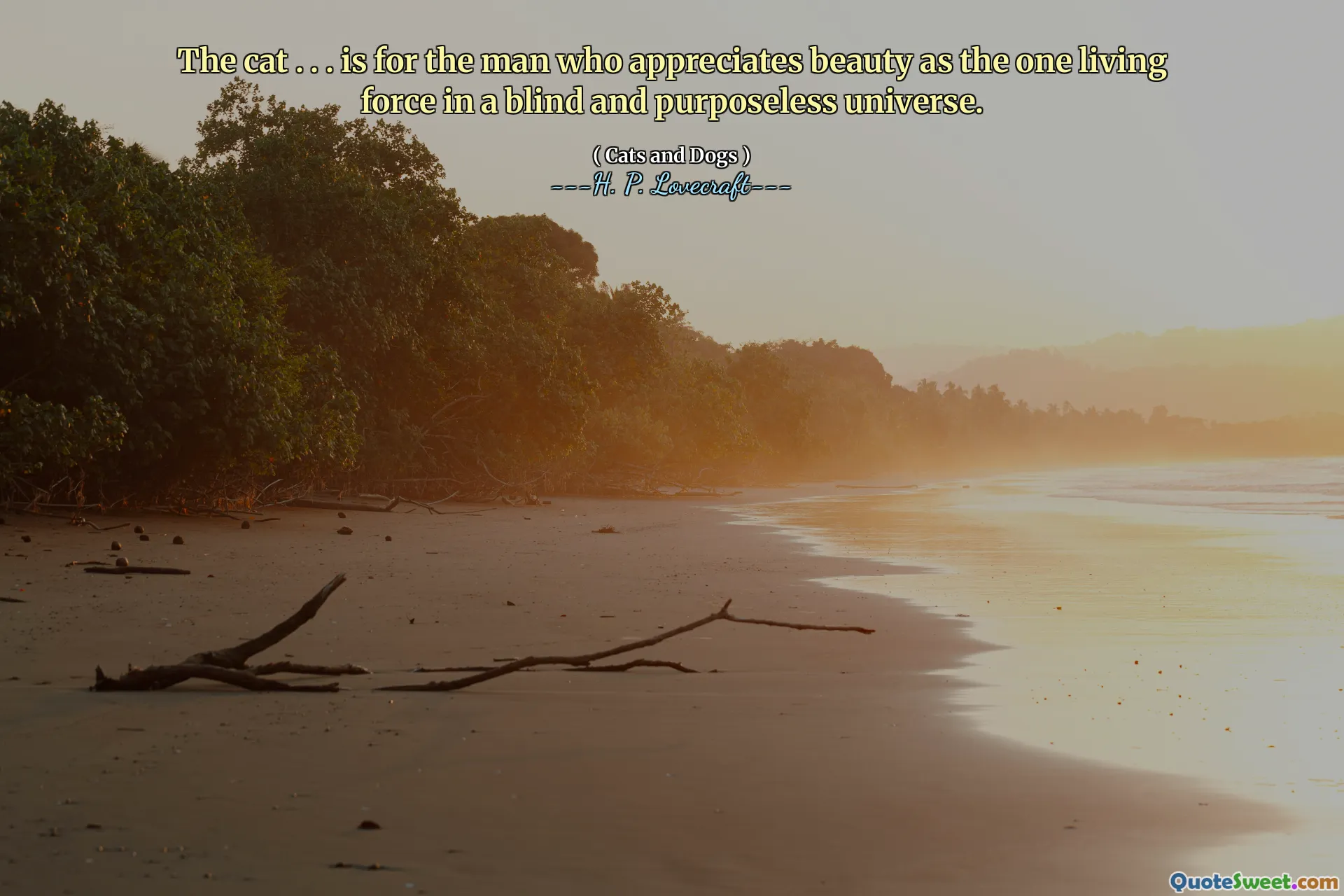 The cat . . . is for the man who appreciates beauty as the one living force in a blind and purposeless universe.