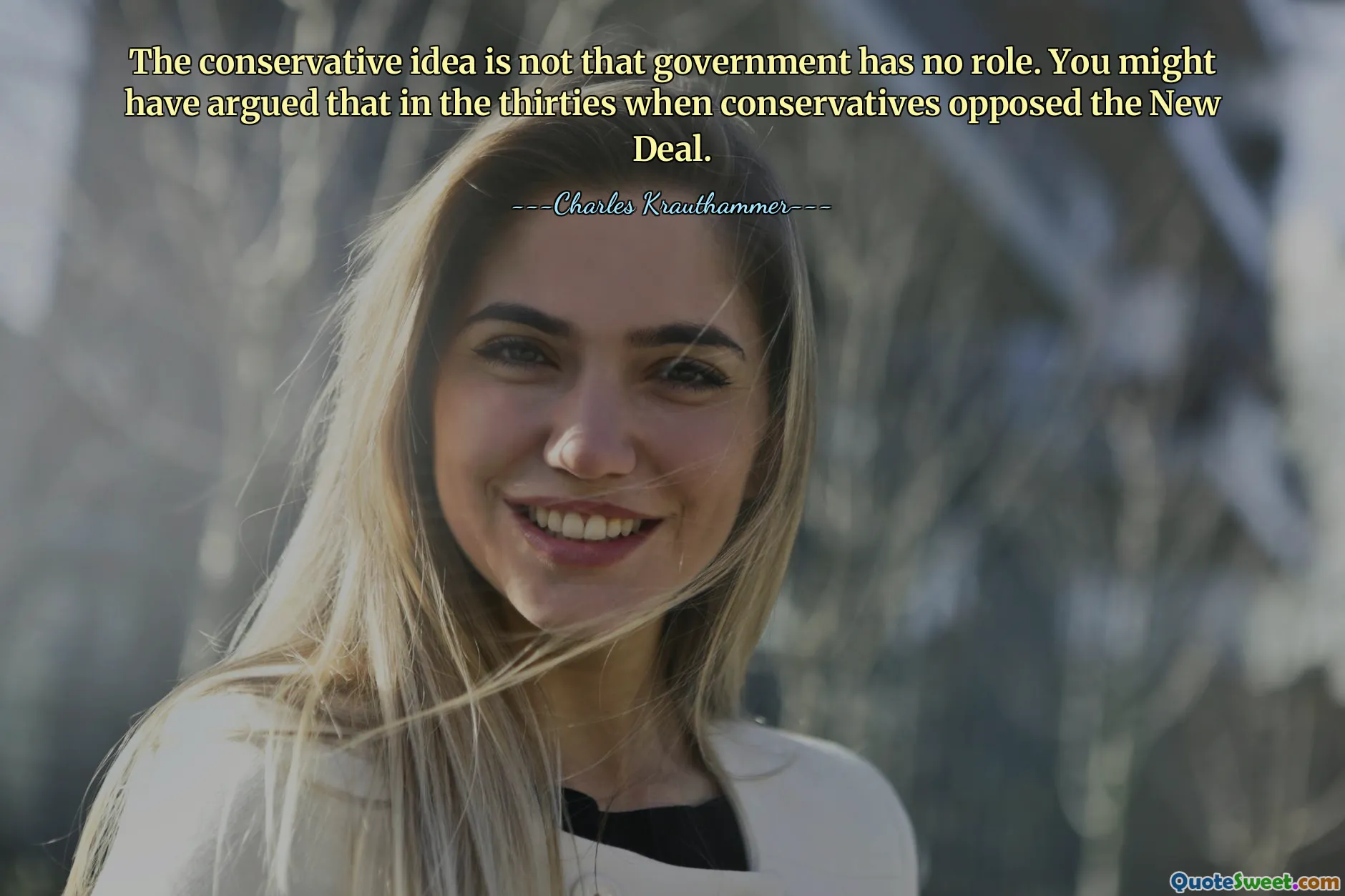 The conservative idea is not that government has no role. You might have argued that in the thirties when conservatives opposed the New Deal.