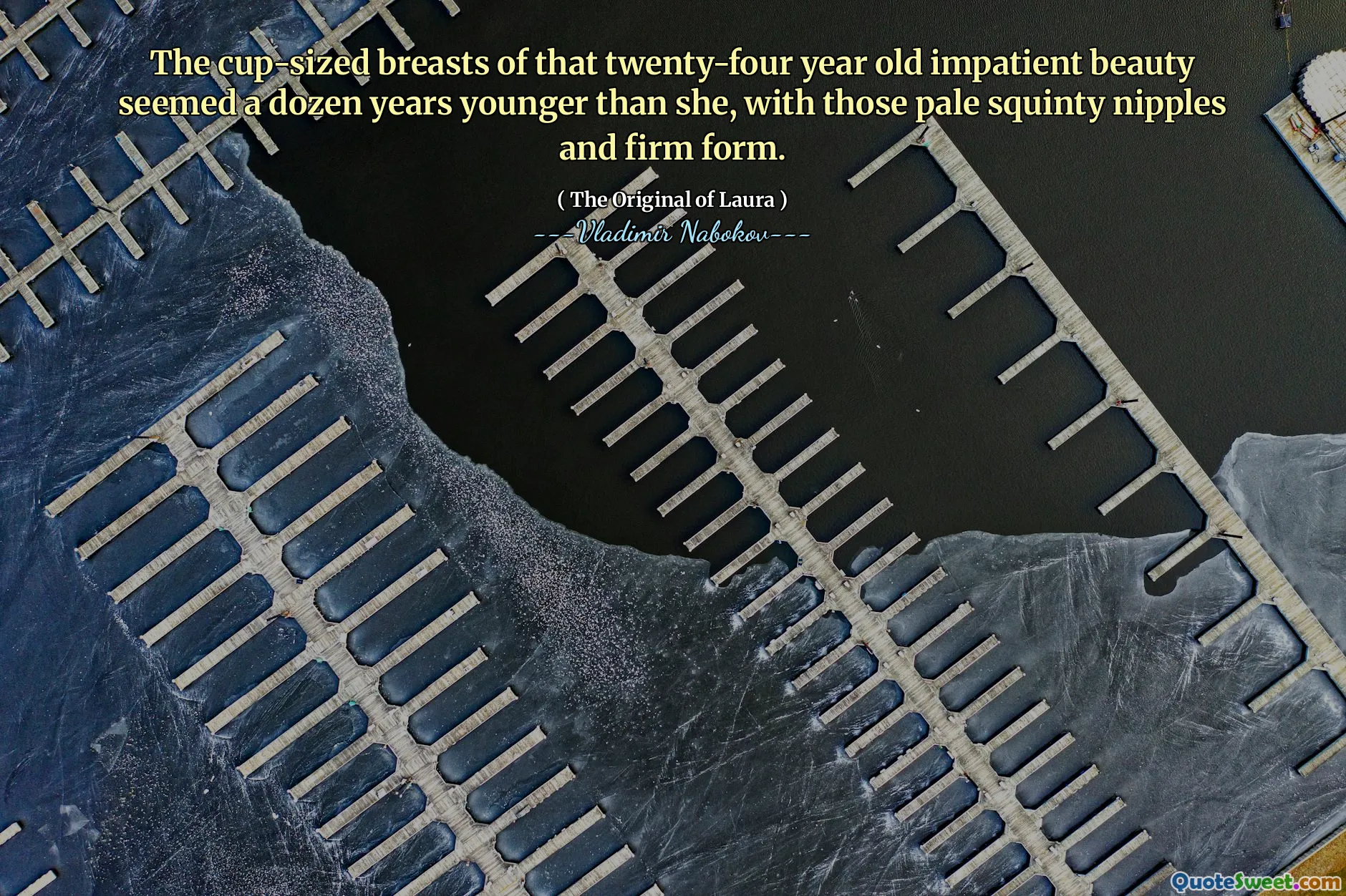 The cup-sized breasts of that twenty-four year old impatient beauty seemed a dozen years younger than she, with those pale squinty nipples and firm form.