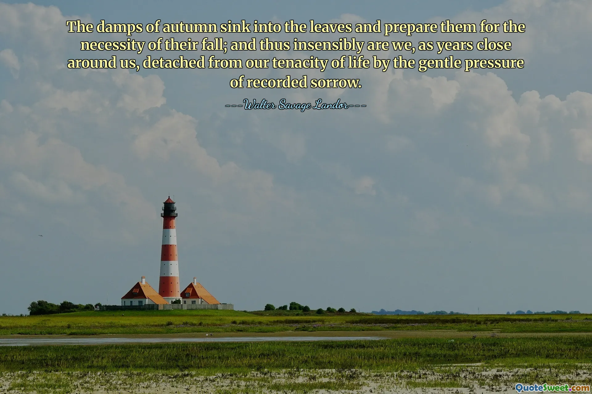 The damps of autumn sink into the leaves and prepare them for the necessity of their fall; and thus insensibly are we, as years close around us, detached from our tenacity of life by the gentle pressure of recorded sorrow.