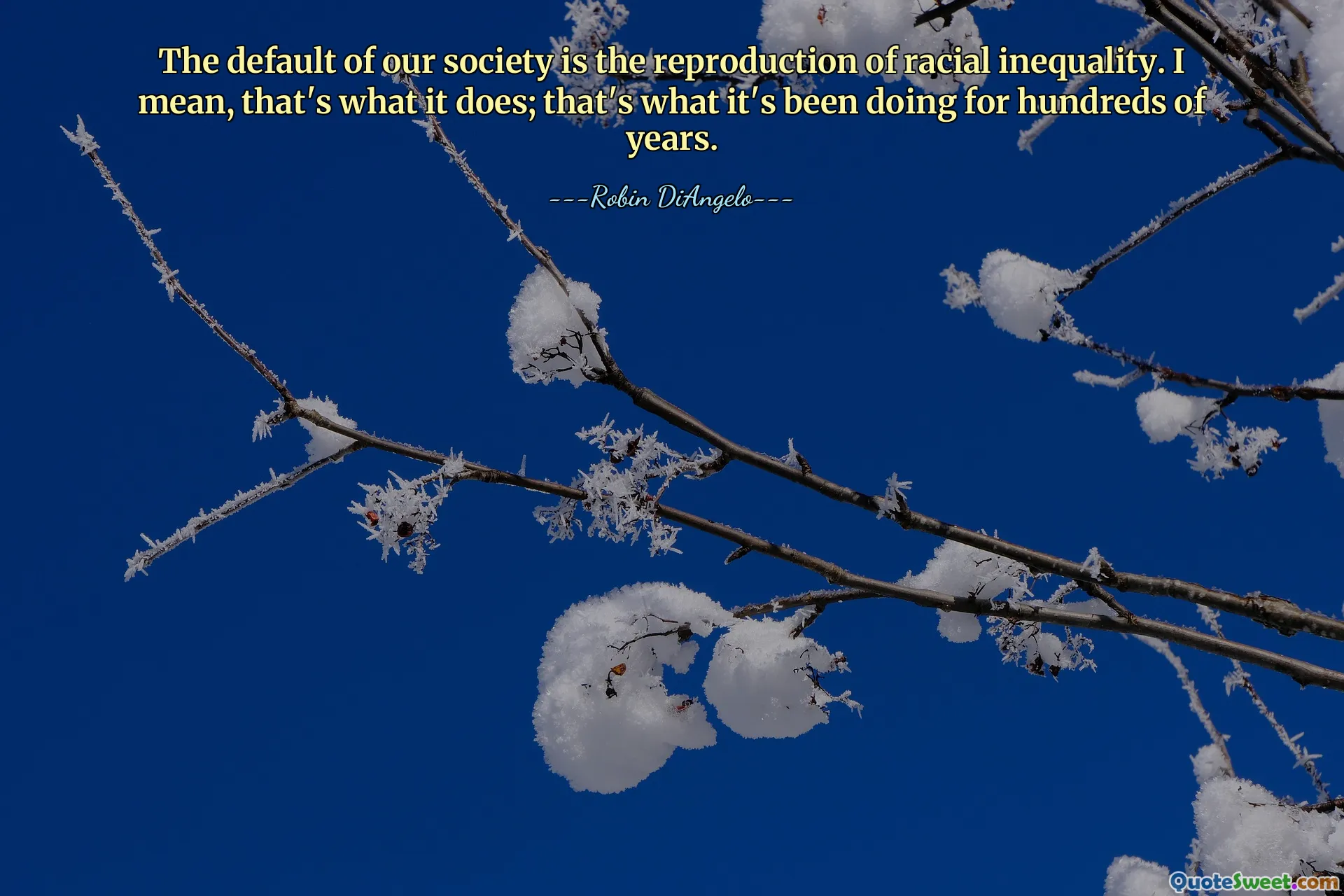 The default of our society is the reproduction of racial inequality. I mean, that's what it does; that's what it's been doing for hundreds of years.