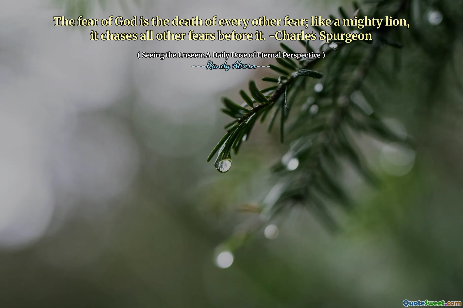 De angst voor God is de dood van elke andere angst; Als een machtige leeuw achtervolgt het alle andere angsten ervoor. -Charles Spurgeon