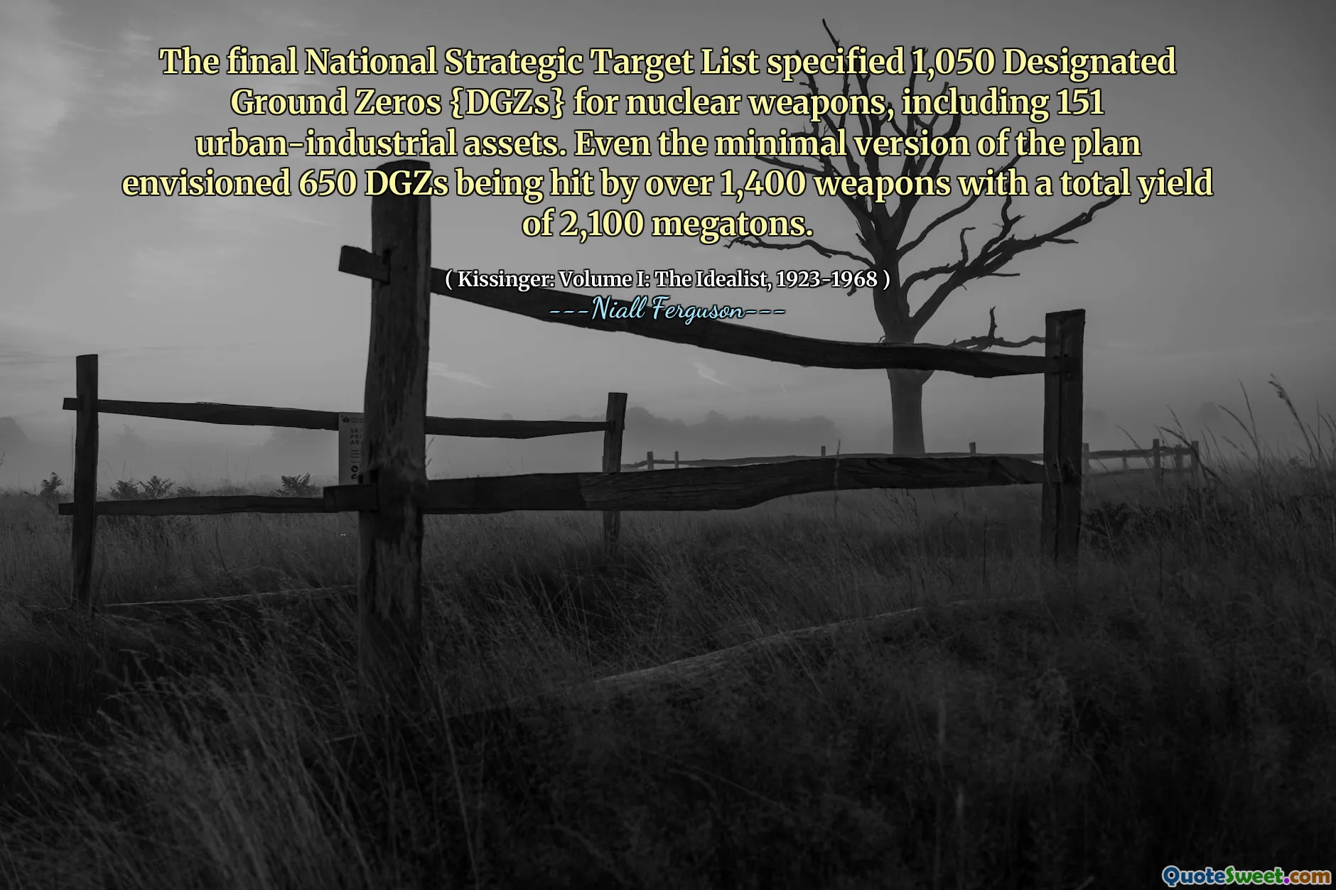 The final National Strategic Target List specified 1,050 Designated Ground Zeros {DGZs} for nuclear weapons, including 151 urban-industrial assets. Even the minimal version of the plan envisioned 650 DGZs being hit by over 1,400 weapons with a total yield of 2,100 megatons.