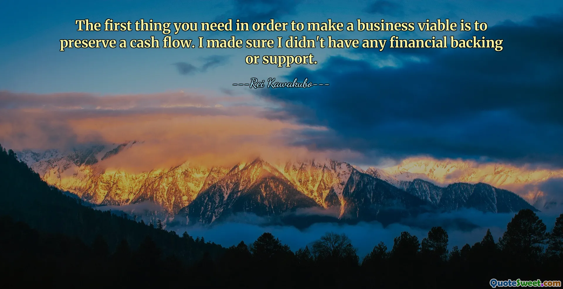 The first thing you need in order to make a business viable is to preserve a cash flow. I made sure I didn't have any financial backing or support.