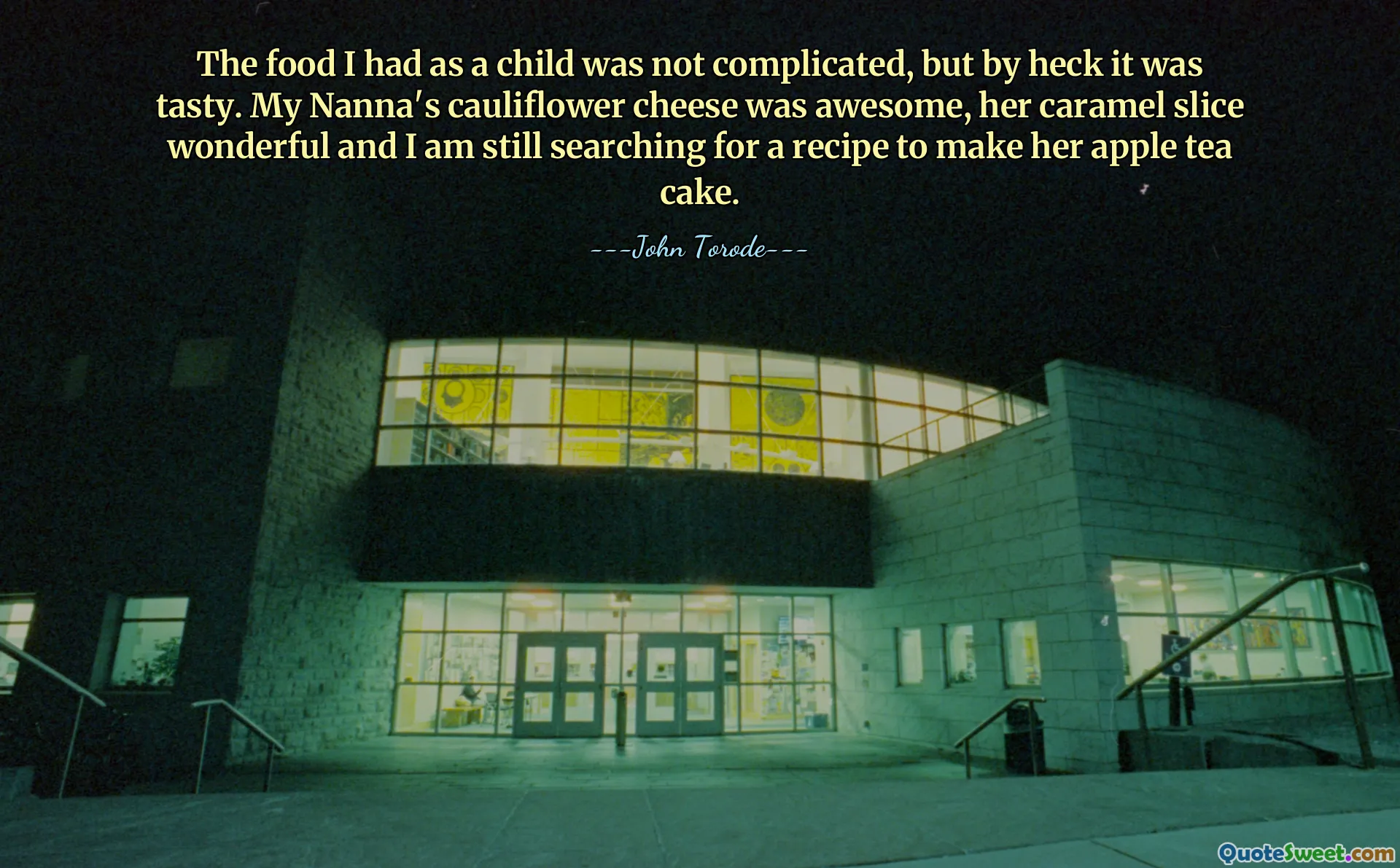The food I had as a child was not complicated, but by heck it was tasty. My Nanna's cauliflower cheese was awesome, her caramel slice wonderful and I am still searching for a recipe to make her apple tea cake.