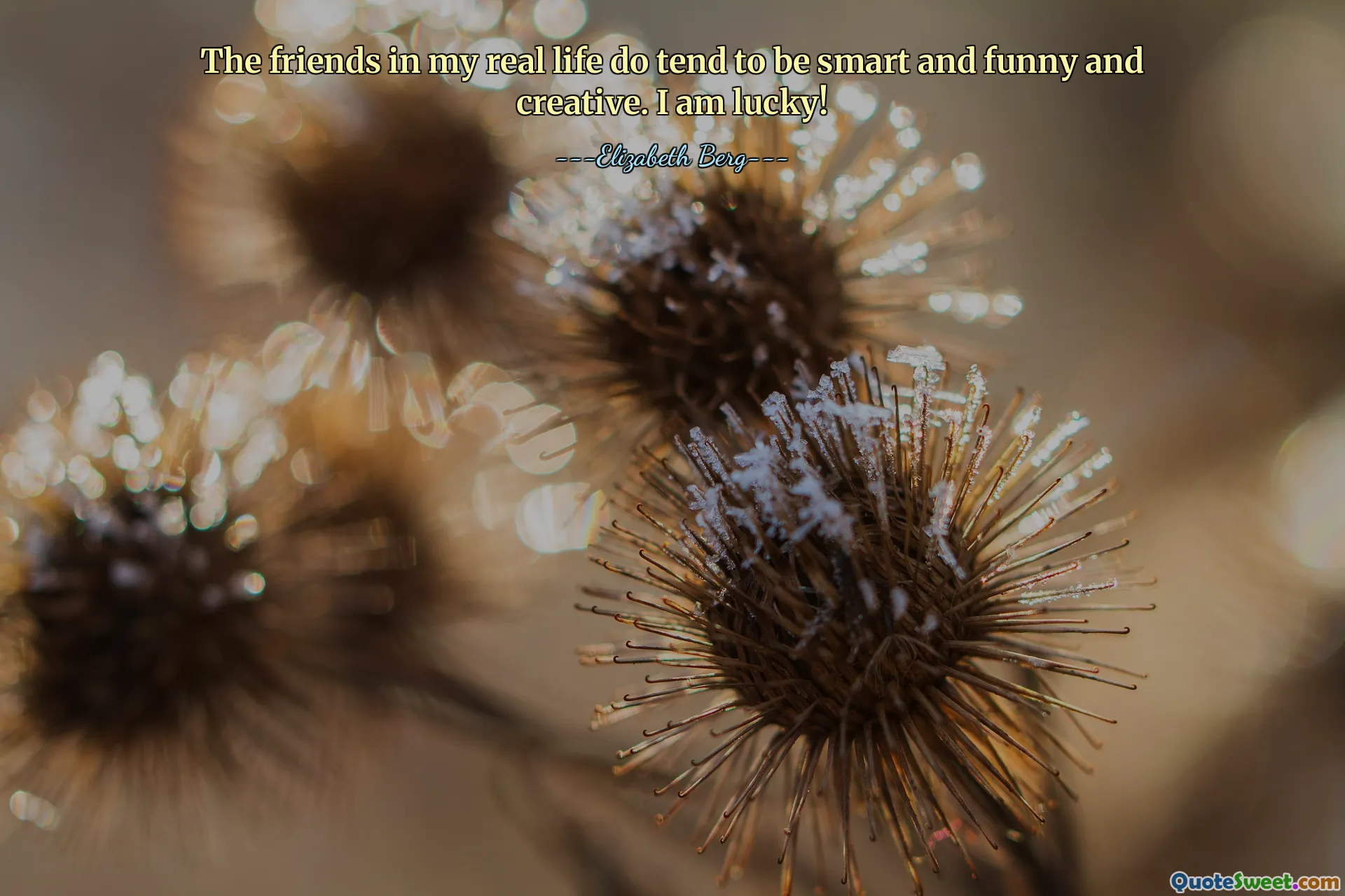 The friends in my real life do tend to be smart and funny and creative. I am lucky!