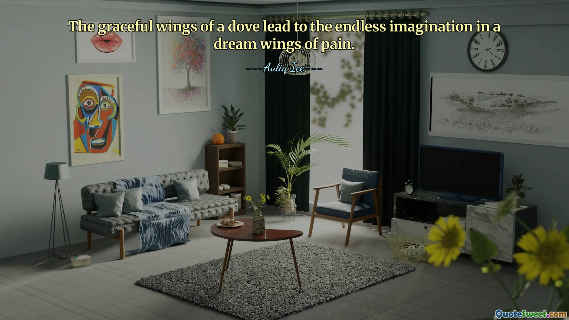 The graceful wings of a dove lead to the endless imagination in a dream wings of pain.