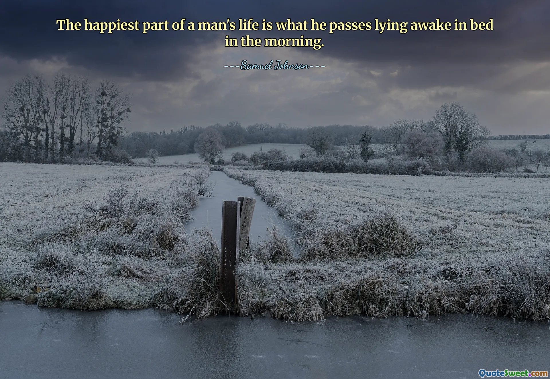 La parte più felice della vita di un uomo è quella che trascorre sveglio a letto la mattina.