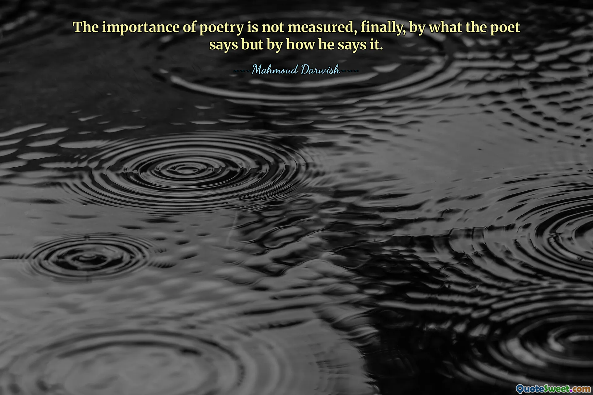 The importance of poetry is not measured, finally, by what the poet says but by how he says it.