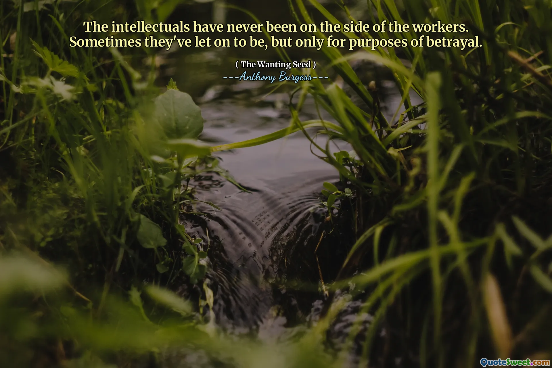 The intellectuals have never been on the side of the workers. Sometimes they've let on to be, but only for purposes of betrayal.