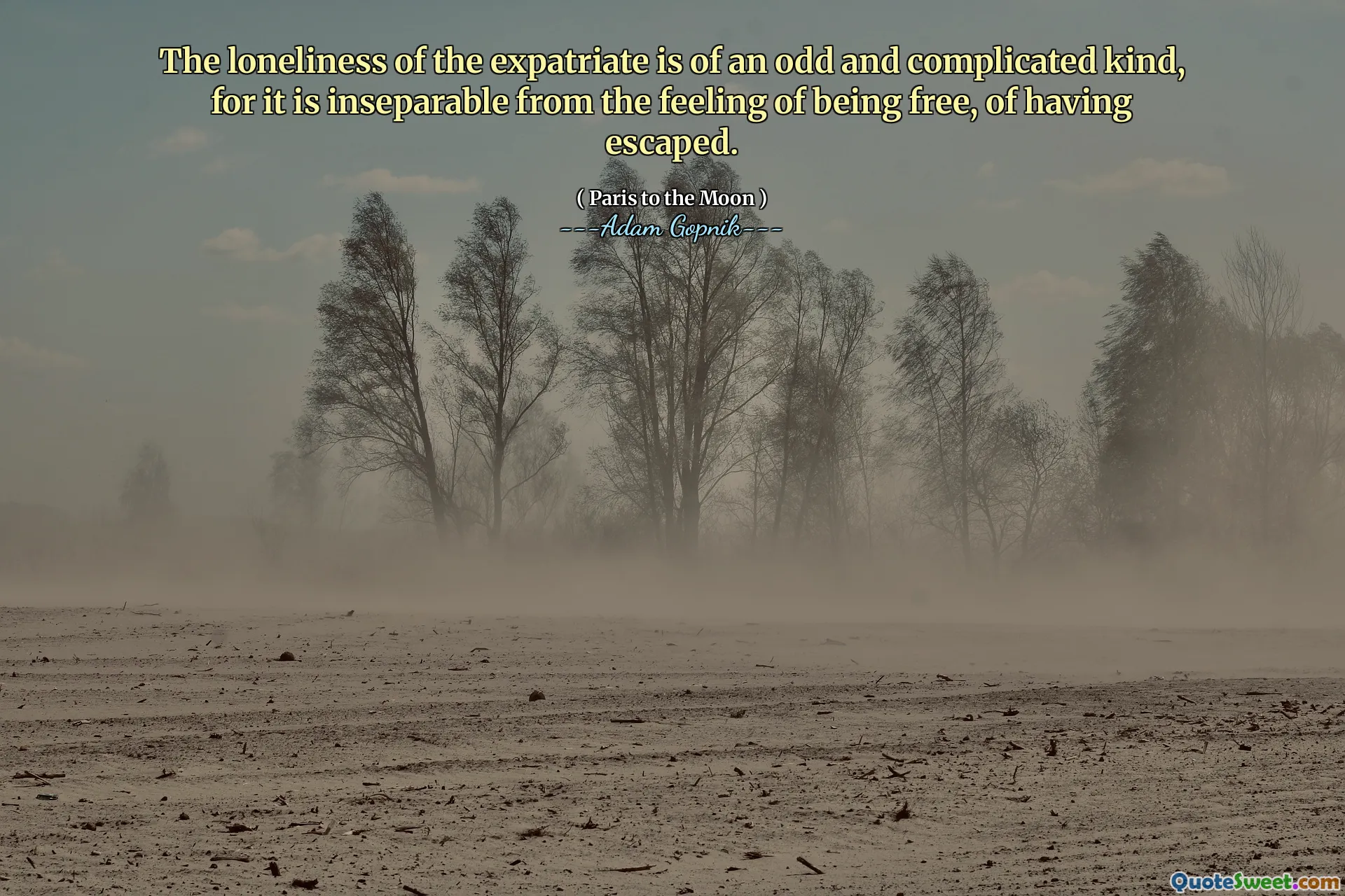 The loneliness of the expatriate is of an odd and complicated kind, for it is inseparable from the feeling of being free, of having escaped.
