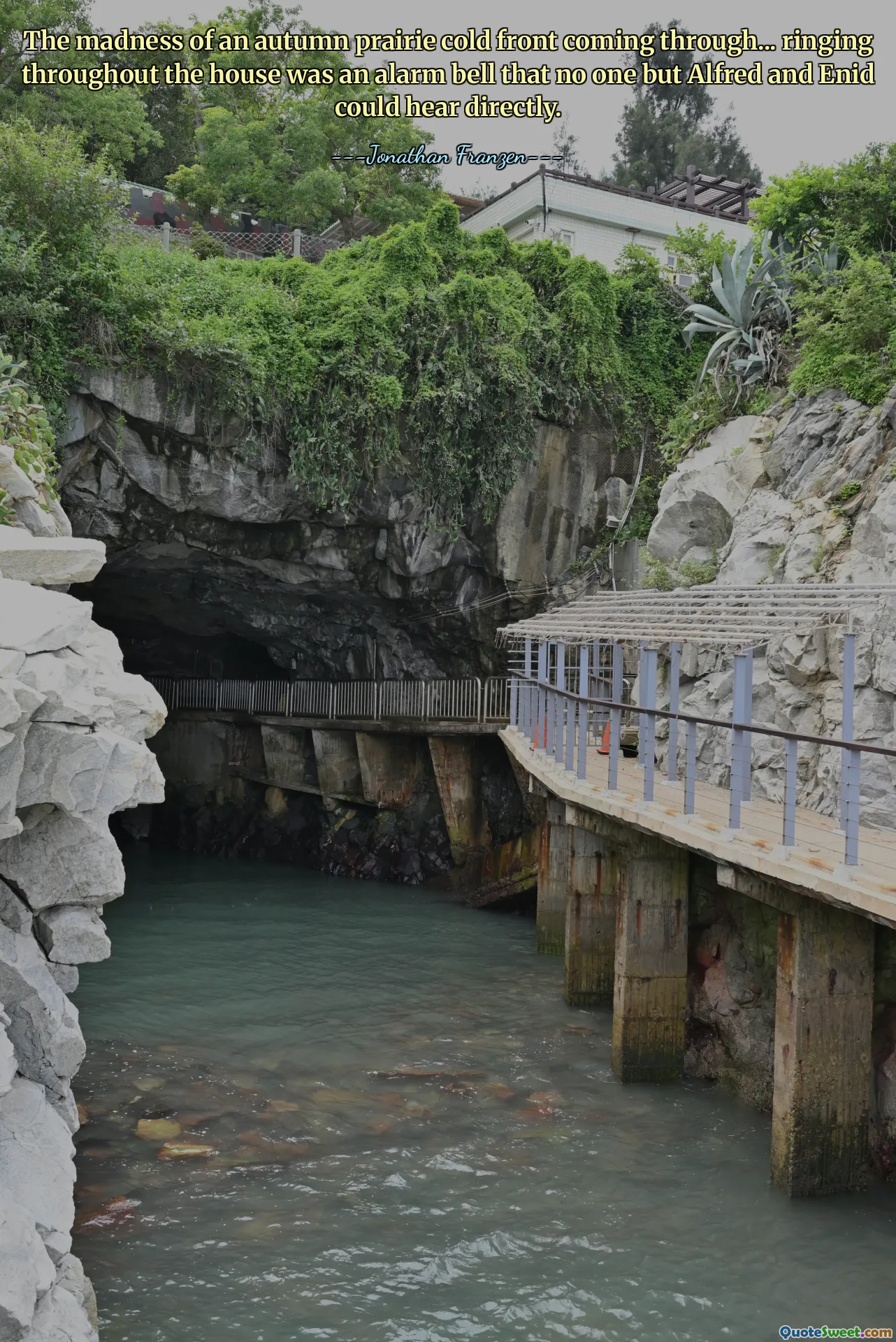 The madness of an autumn prairie cold front coming through... ringing throughout the house was an alarm bell that no one but Alfred and Enid could hear directly.