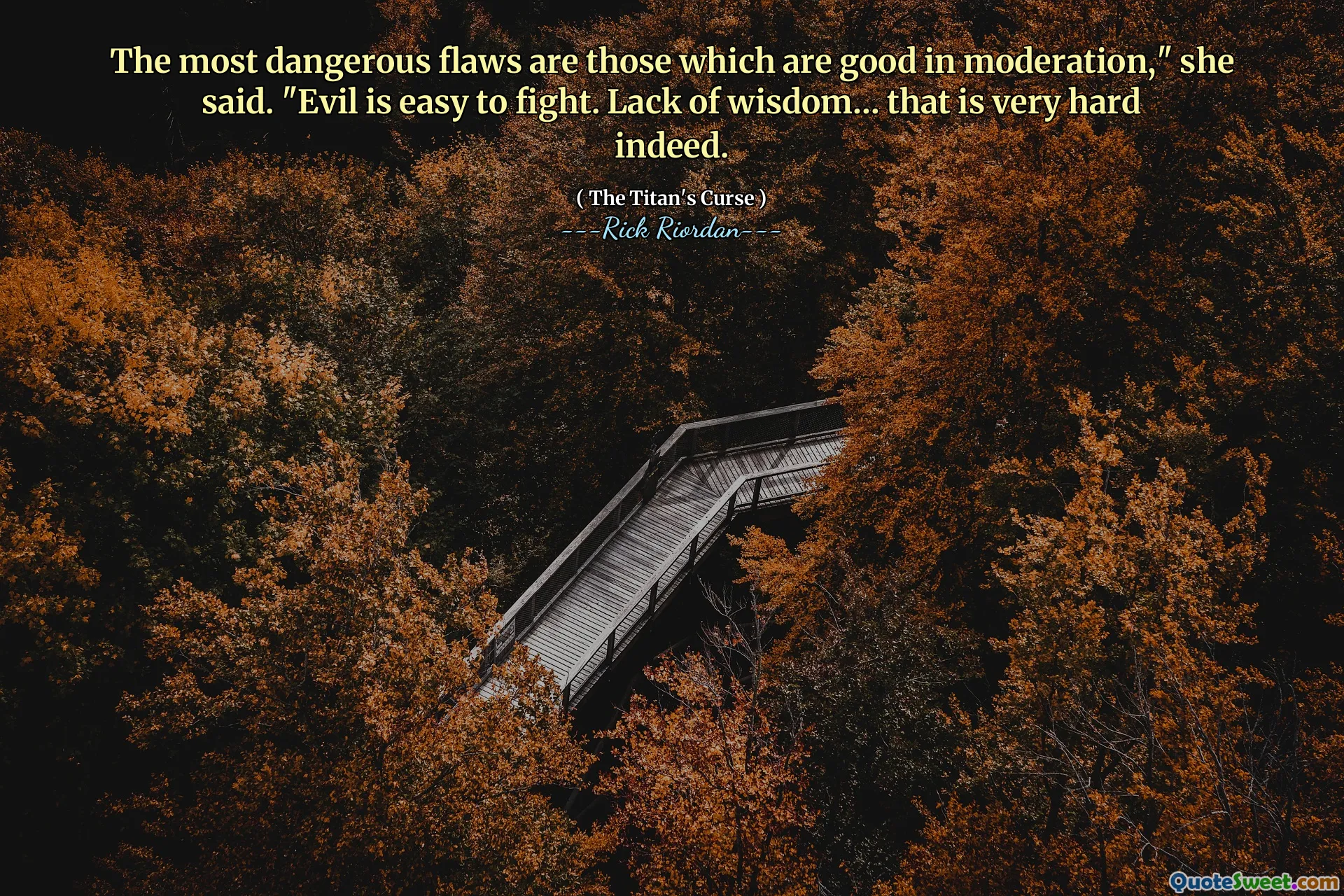 The most dangerous flaws are those which are good in moderation," she said. "Evil is easy to fight. Lack of wisdom… that is very hard indeed.