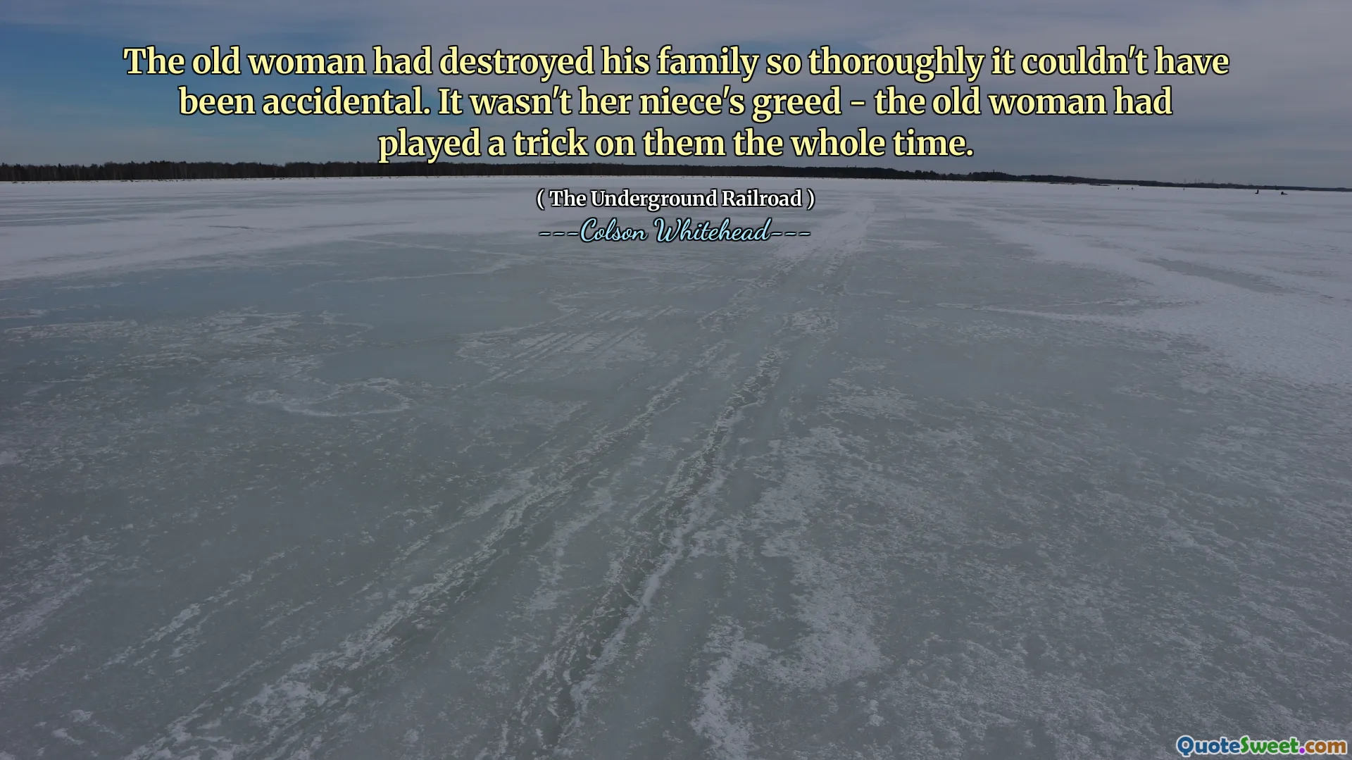 The old woman had destroyed his family so thoroughly it couldn't have been accidental. It wasn't her niece's greed - the old woman had played a trick on them the whole time.