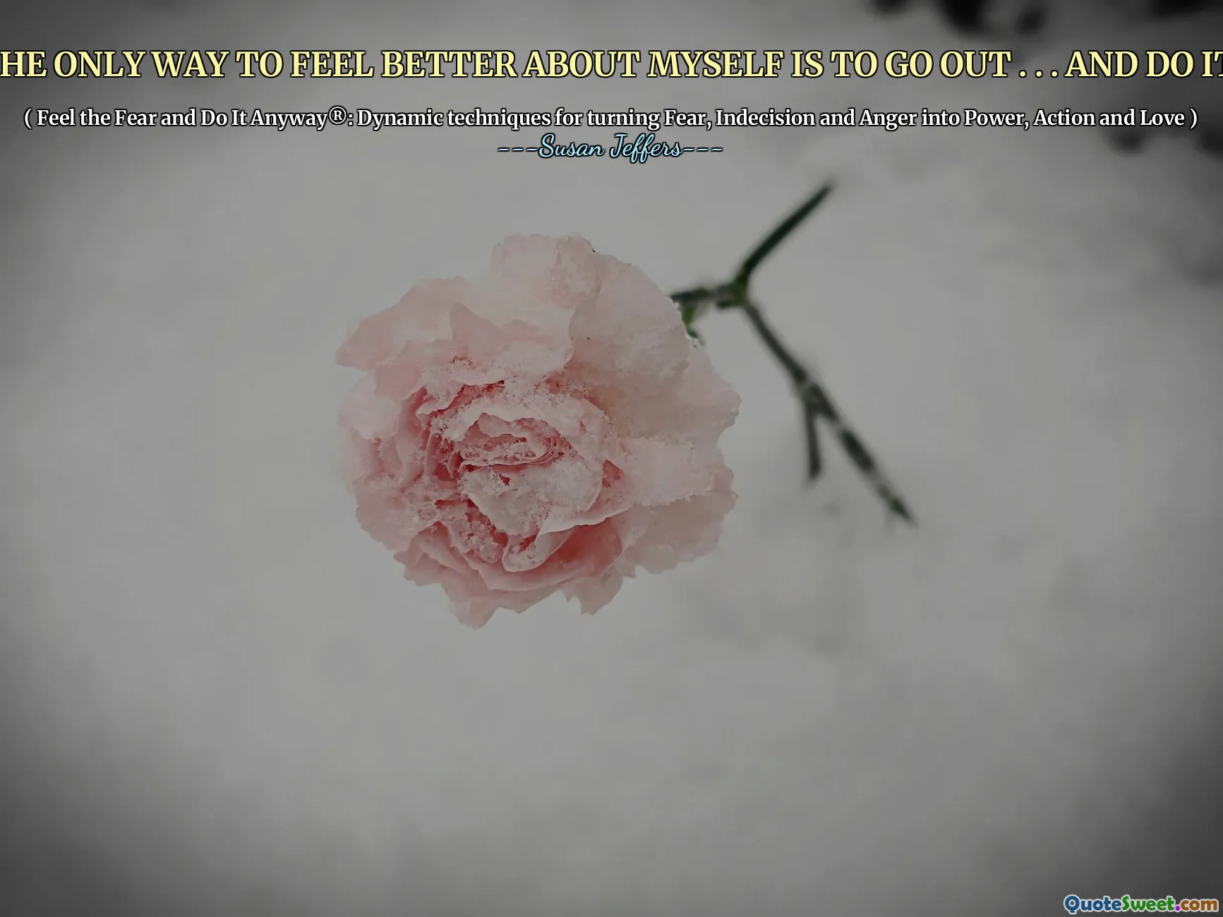 THE ONLY WAY TO FEEL BETTER ABOUT MYSELF IS TO GO OUT . . . AND DO IT.