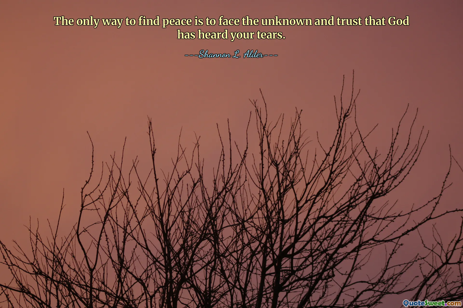The only way to find peace is to face the unknown and trust that God has heard your tears.