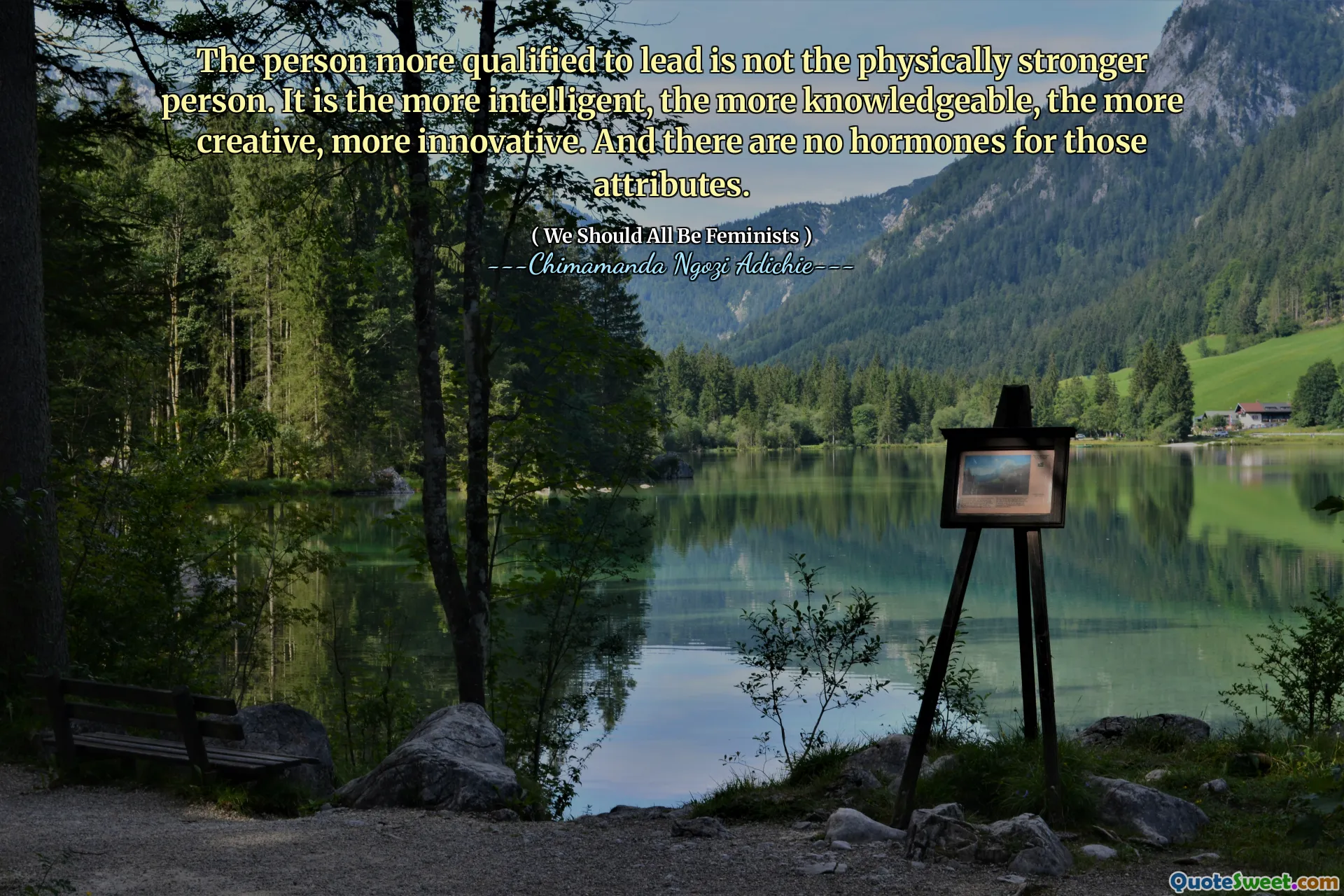 The person more qualified to lead is not the physically stronger person. It is the more intelligent, the more knowledgeable, the more creative, more innovative. And there are no hormones for those attributes.