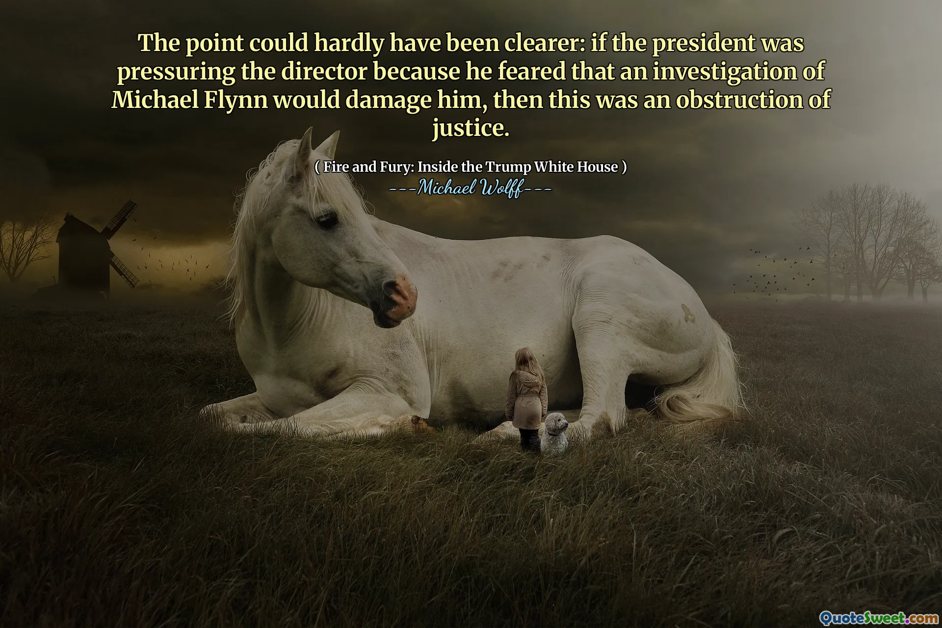 The point could hardly have been clearer: if the president was pressuring the director because he feared that an investigation of Michael Flynn would damage him, then this was an obstruction of justice.