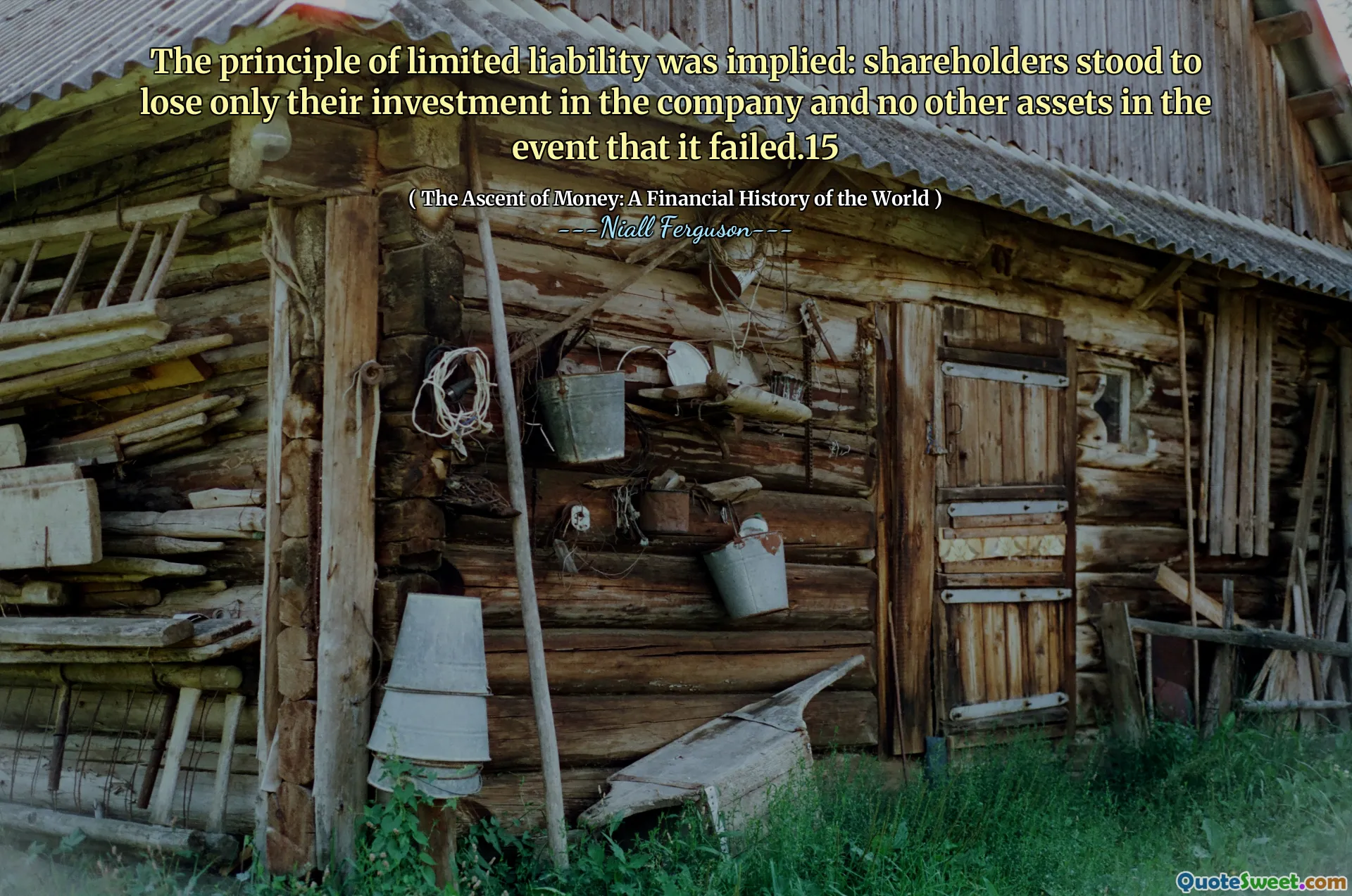 The principle of limited liability was implied: shareholders stood to lose only their investment in the company and no other assets in the event that it failed.15