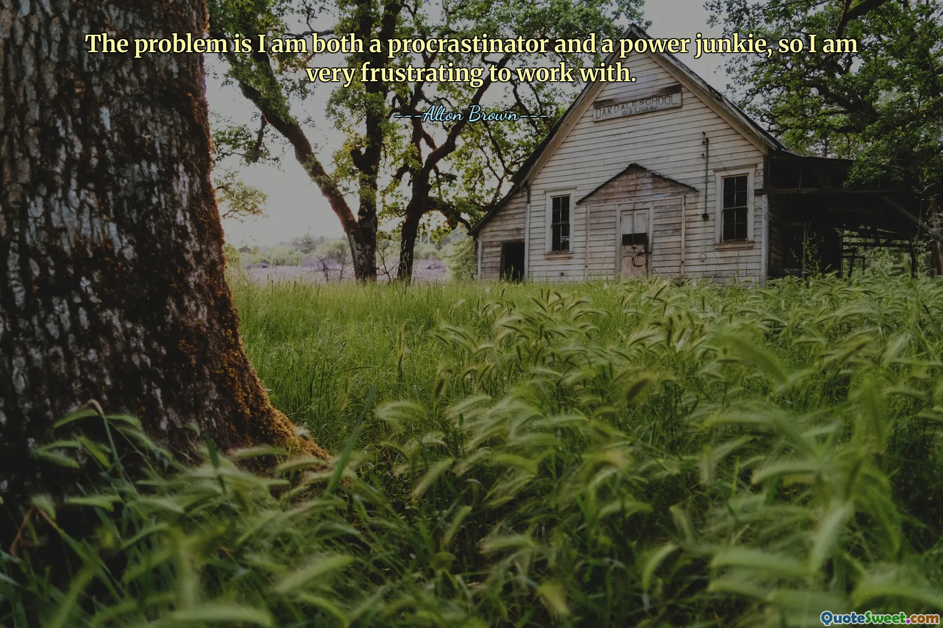 समस्या यह है कि मैं काम को टालने वाला और सत्ता का दीवाना दोनों हूं, इसलिए मेरे साथ काम करना बहुत निराशाजनक है।