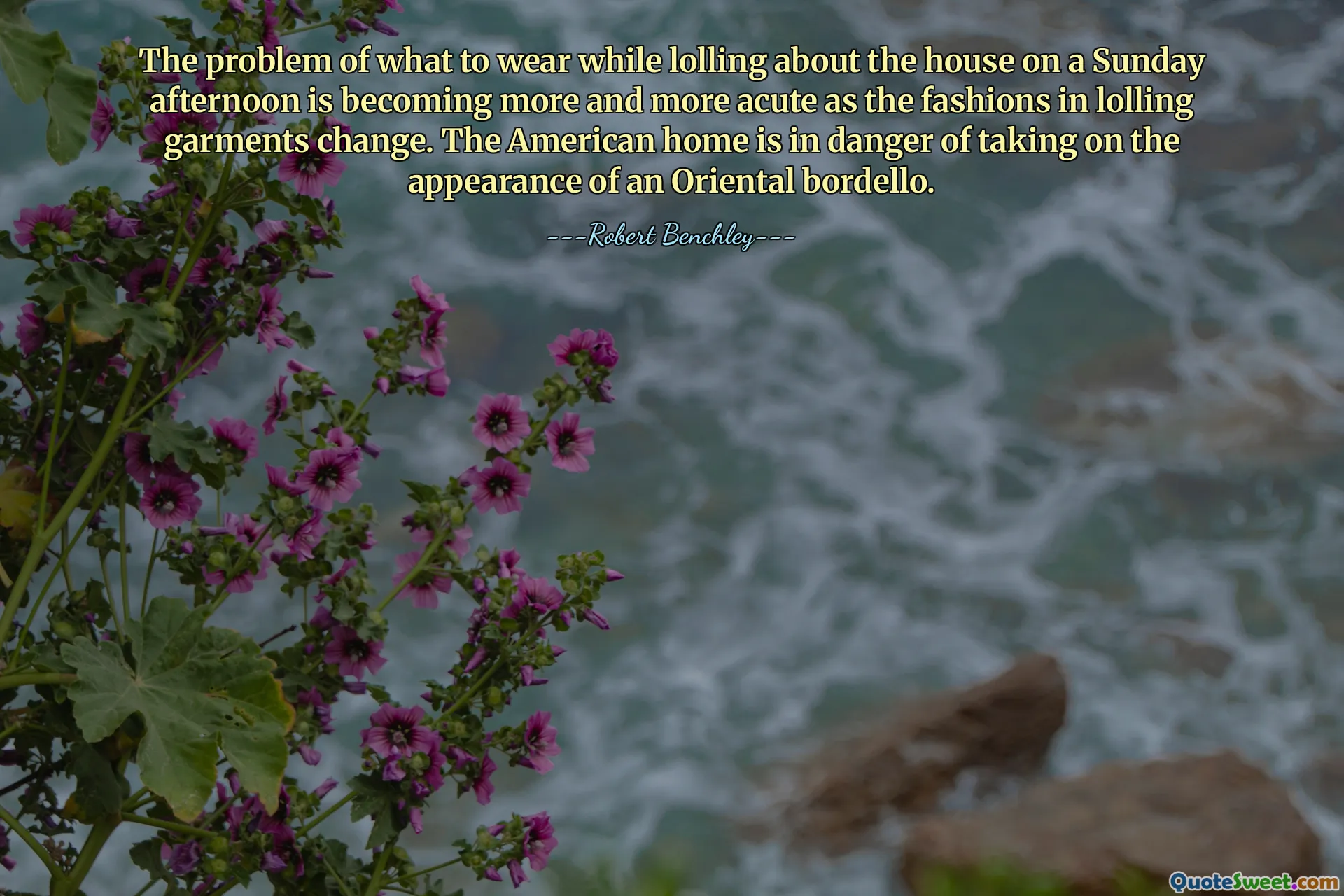 The problem of what to wear while lolling about the house on a Sunday afternoon is becoming more and more acute as the fashions in lolling garments change. The American home is in danger of taking on the appearance of an Oriental bordello.