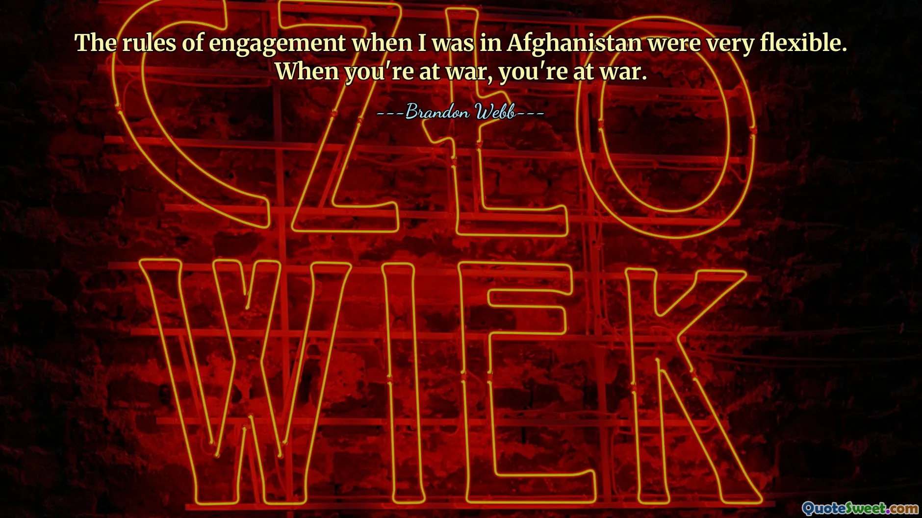 The rules of engagement when I was in Afghanistan were very flexible. When you're at war, you're at war.