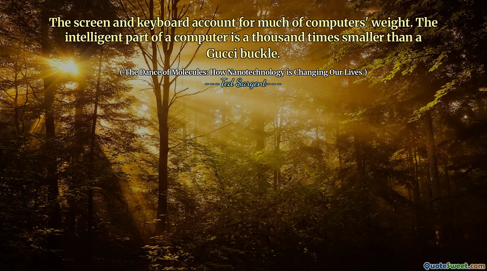 The screen and keyboard account for much of computers' weight. The intelligent part of a computer is a thousand times smaller than a Gucci buckle.