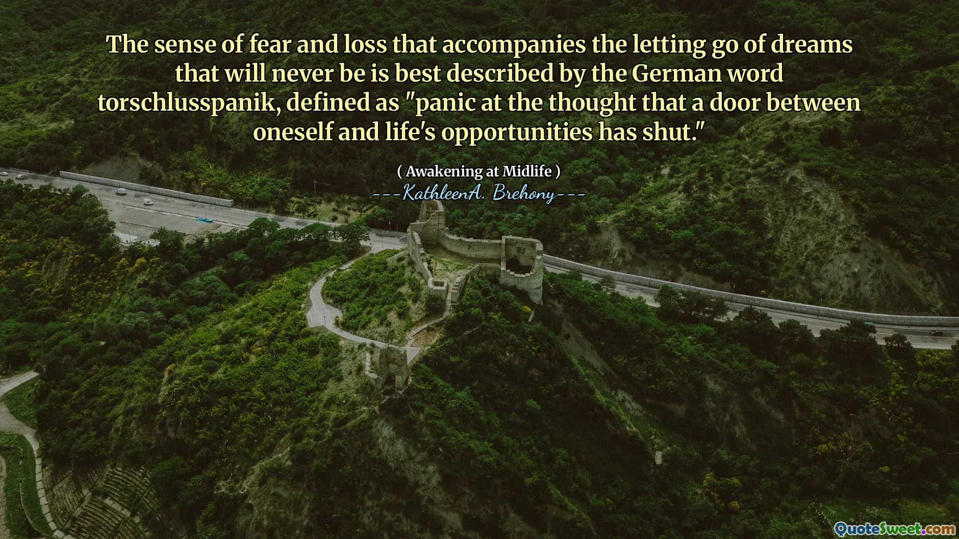 Чувство страха и потерь, которое сопровождает отпуск снов, которых никогда не будет, лучше всего описать немецкое слово Torschlusspanik, определяемое как «панику при мысли, что дверь между собой и возможностями жизни закрыта».