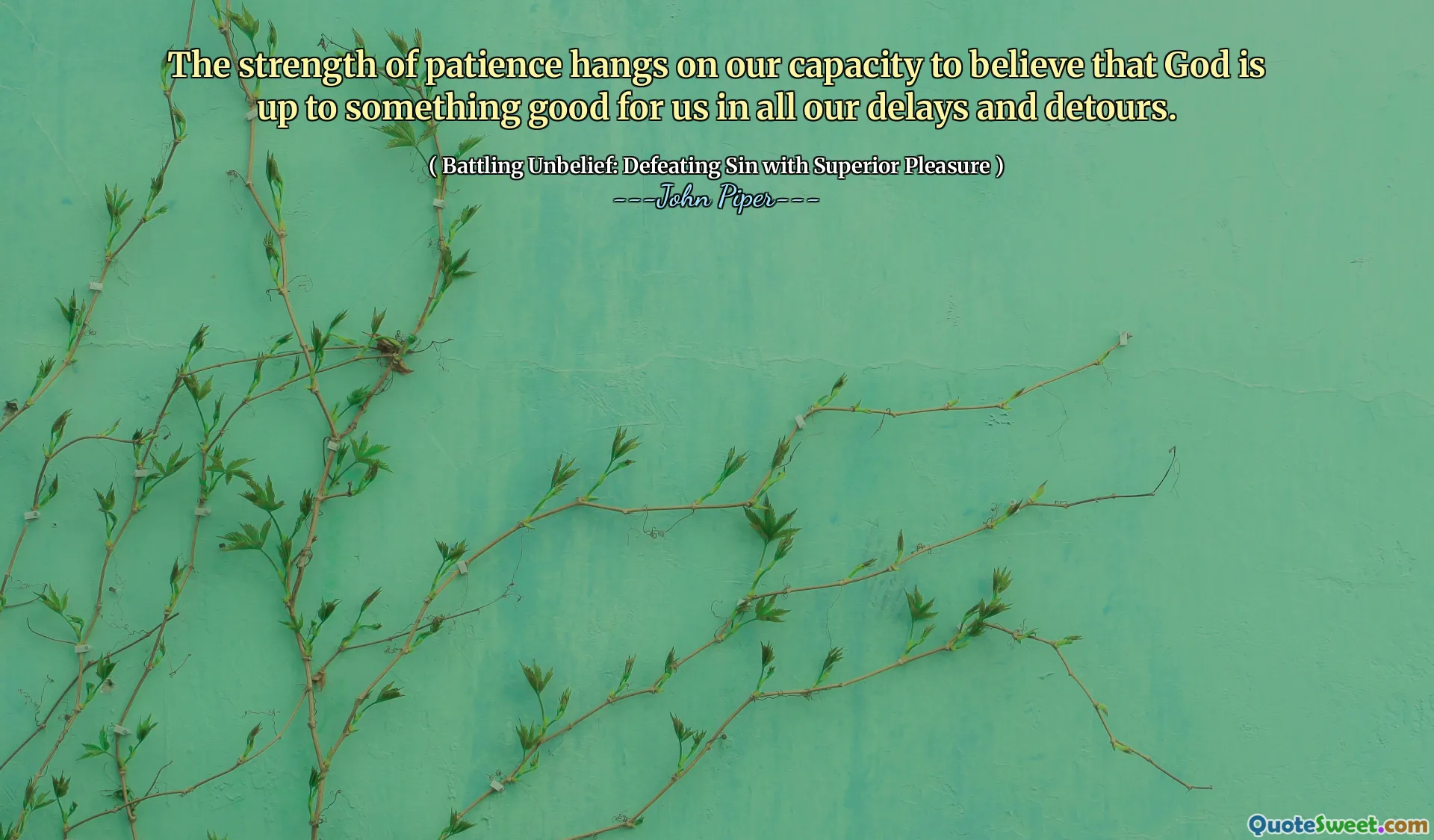 The strength of patience hangs on our capacity to believe that God is up to something good for us in all our delays and detours.