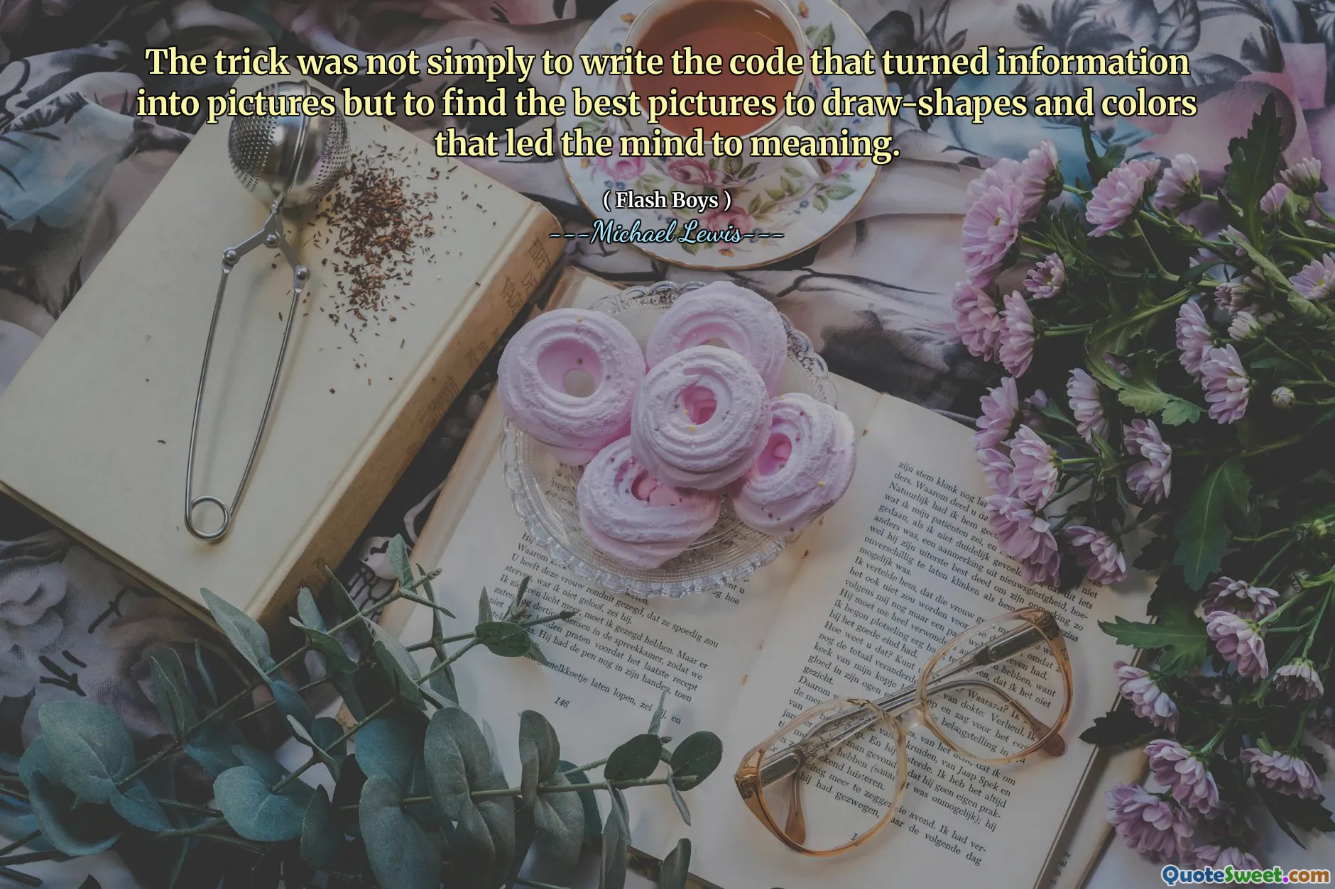 トリックは、単に情報を写真に変えたコードを書くだけでなく、心を意味に導く形や色を描くのに最適な写真を見つけることでした。