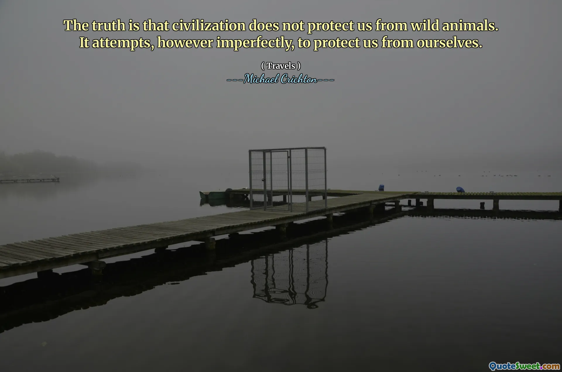 The truth is that civilization does not protect us from wild animals. It attempts, however imperfectly, to protect us from ourselves.