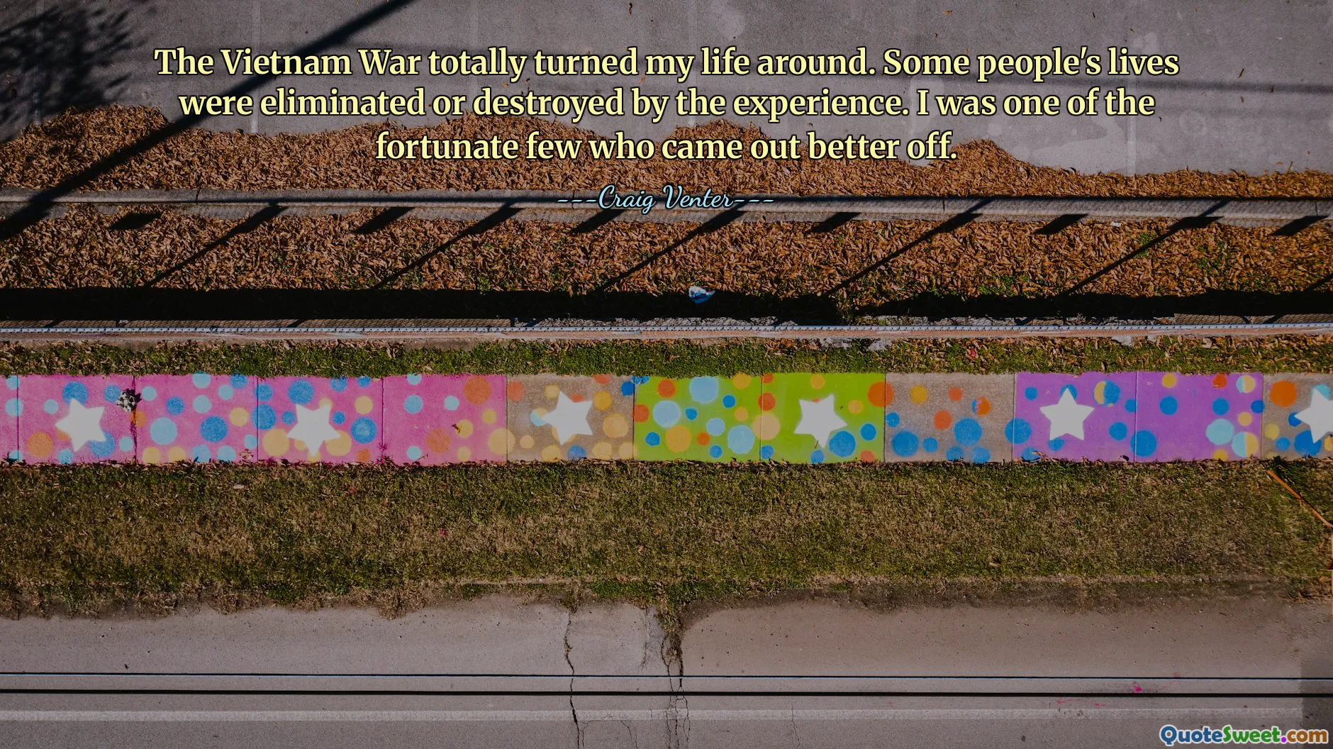 The Vietnam War totally turned my life around. Some people's lives were eliminated or destroyed by the experience. I was one of the fortunate few who came out better off.