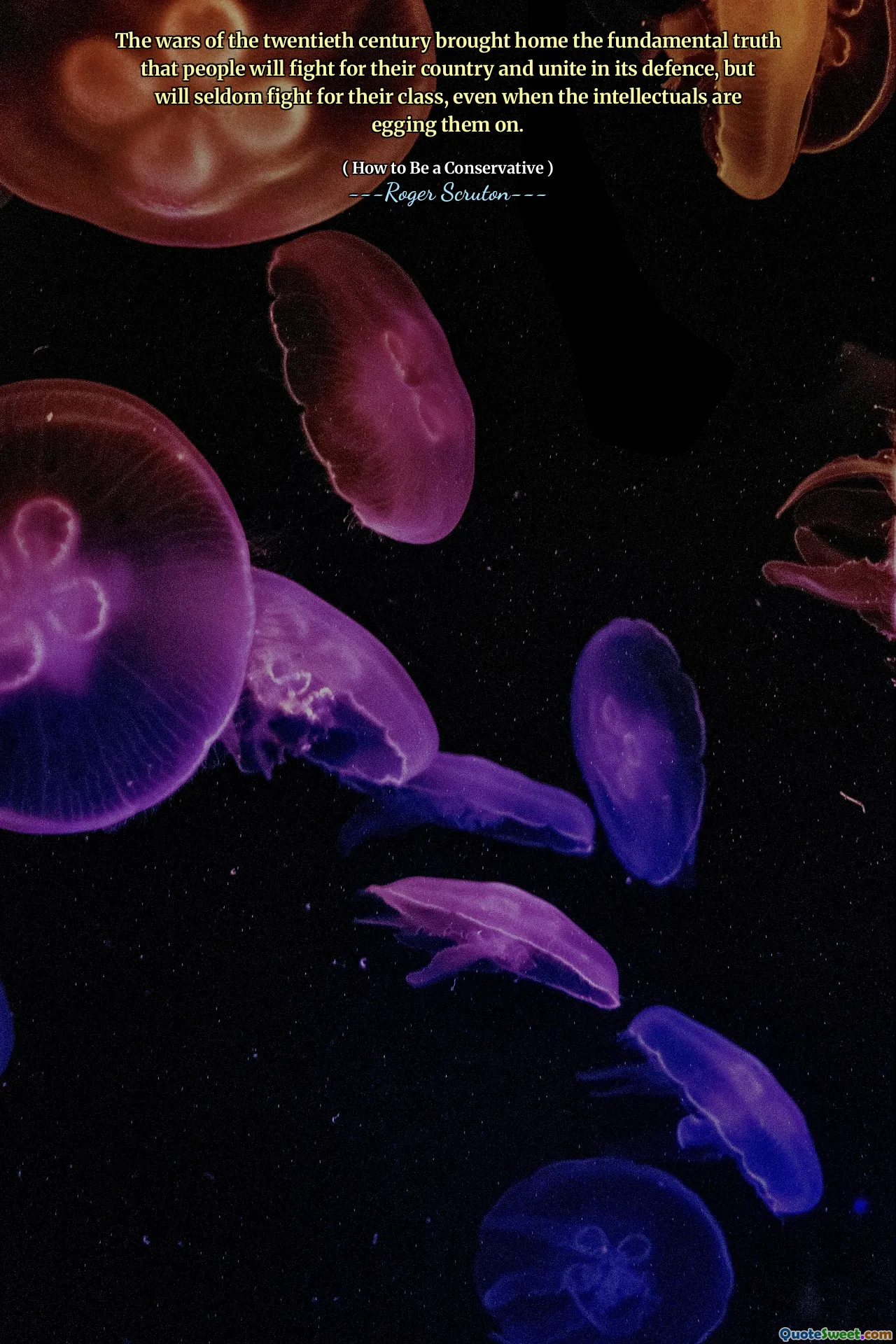 The wars of the twentieth century brought home the fundamental truth that people will fight for their country and unite in its defence, but will seldom fight for their class, even when the intellectuals are egging them on.