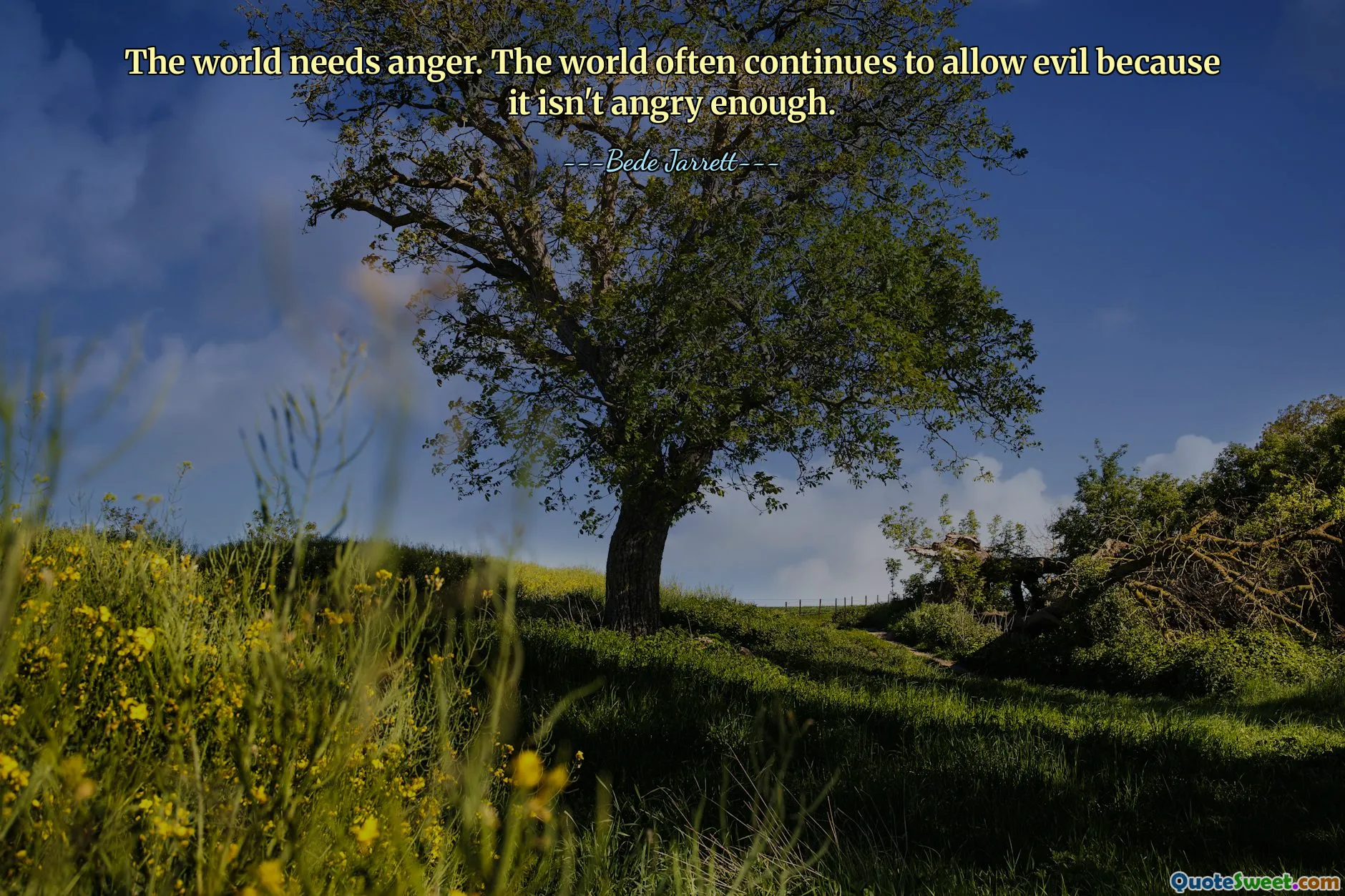 Le monde a besoin de colère. Le monde continue souvent à tolérer le mal parce qu’il n’est pas assez en colère.