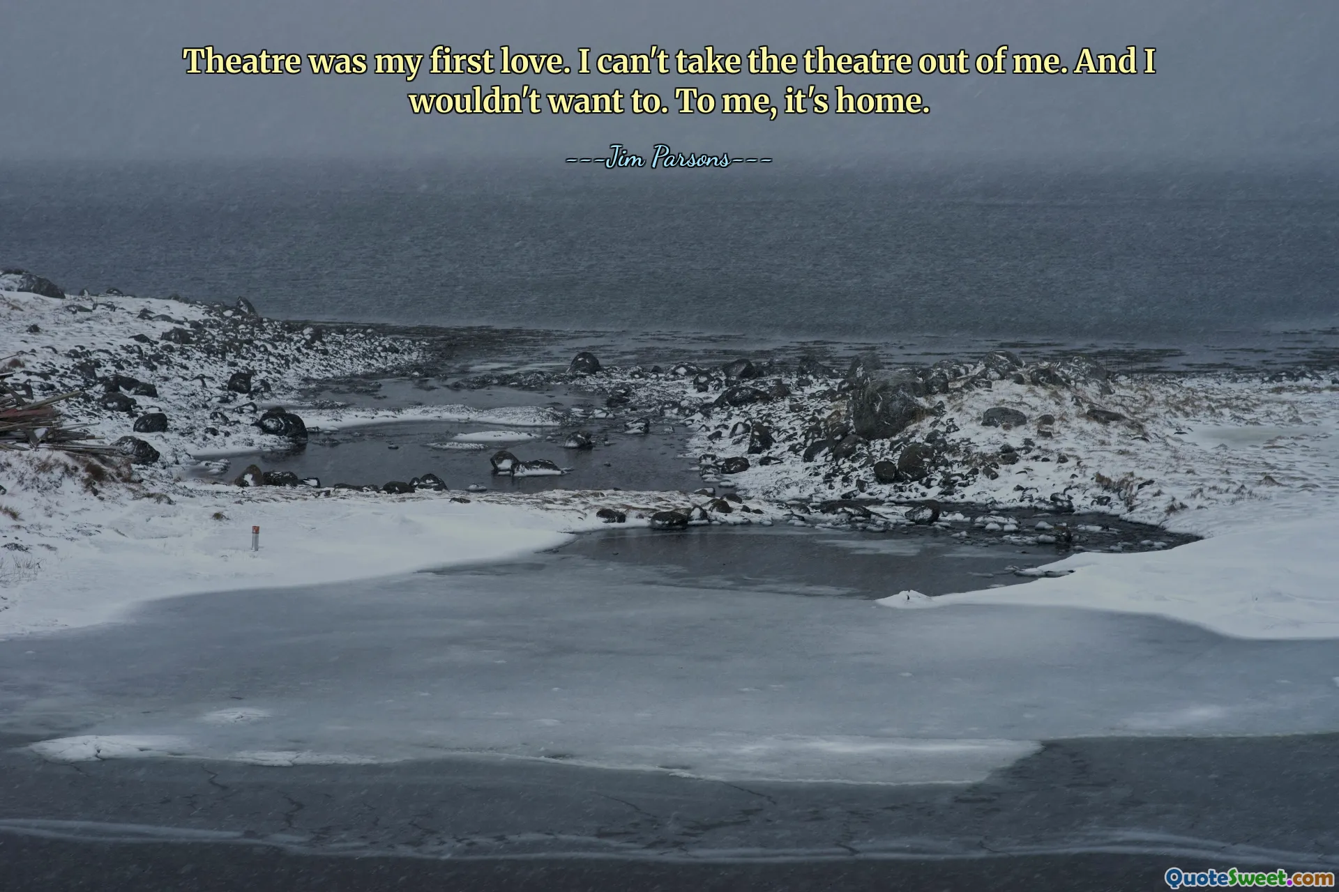 Theatre was my first love. I can't take the theatre out of me. And I wouldn't want to. To me, it's home.