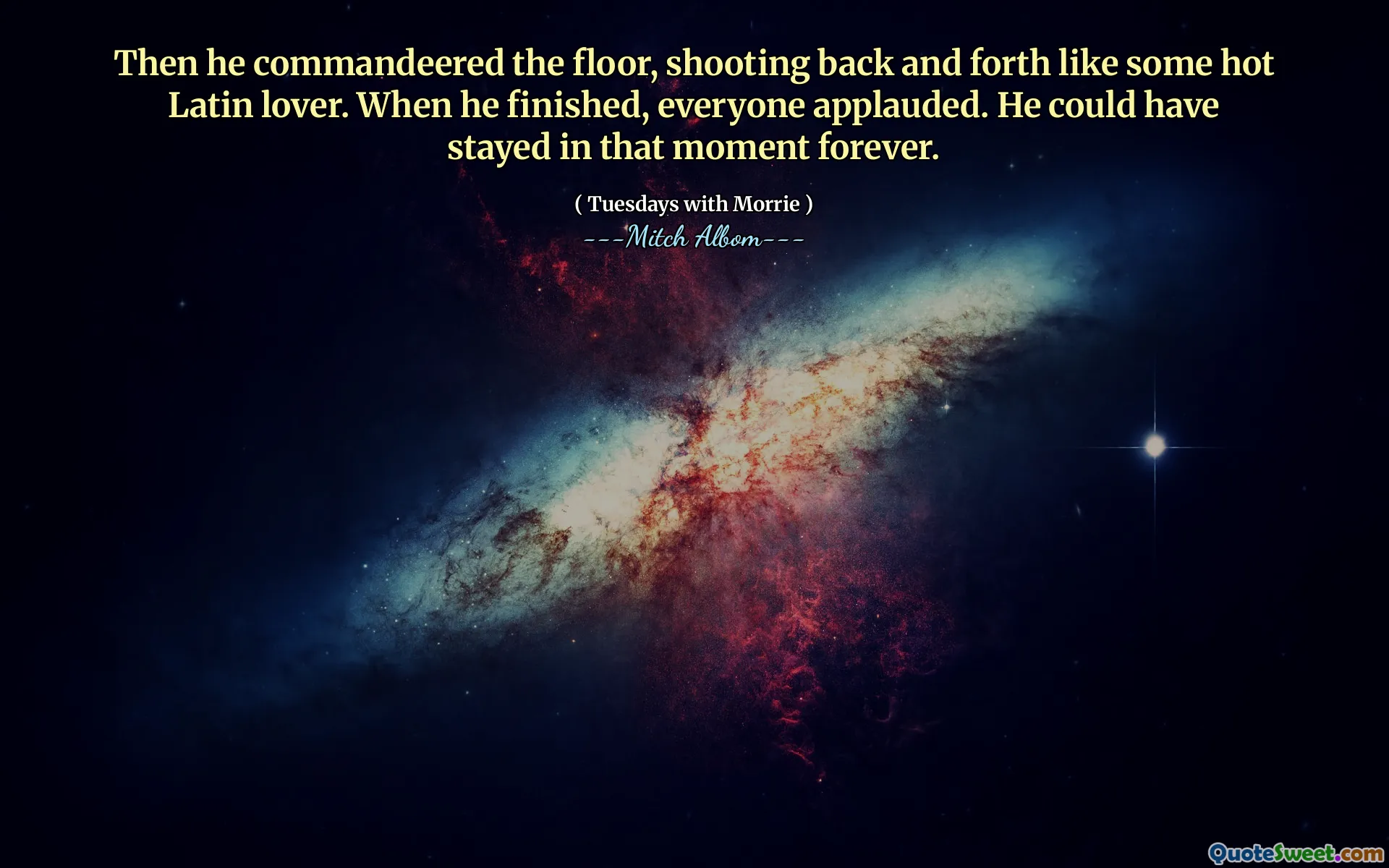 Luego se dirigió al piso, disparando de un lado a otro como un amante latino caliente. Cuando terminó, todos aplaudieron. Podría haberse quedado en ese momento para siempre.