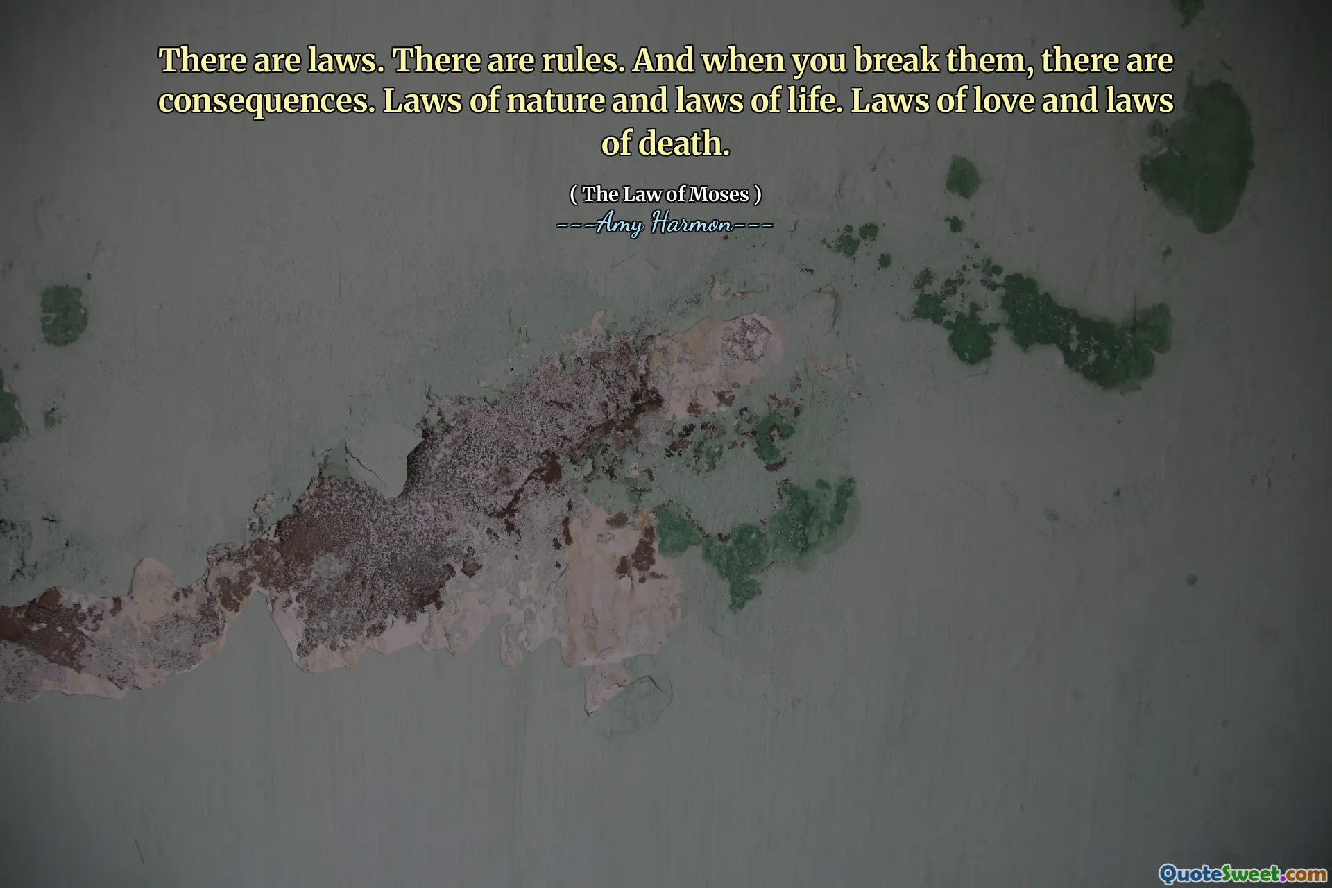 There are laws. There are rules. And when you break them, there are consequences. Laws of nature and laws of life. Laws of love and laws of death.