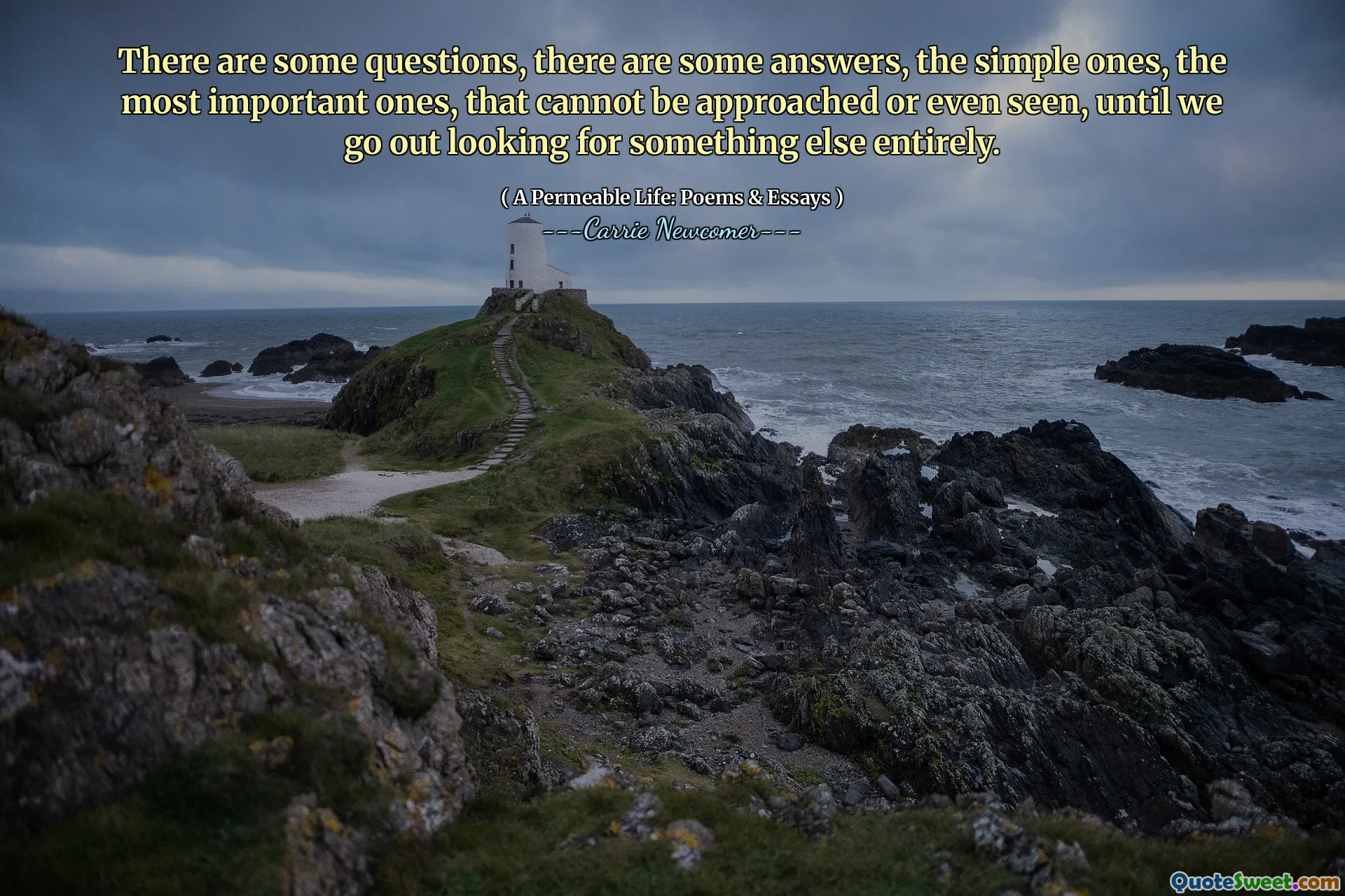 There are some questions, there are some answers, the simple ones, the most important ones, that cannot be approached or even seen, until we go out looking for something else entirely.