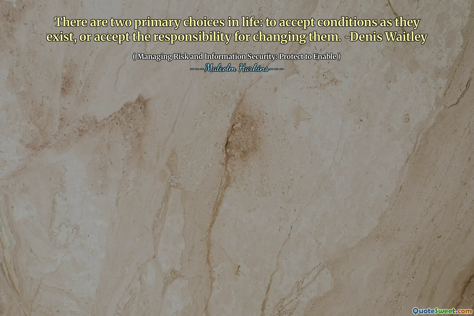 Det er to primære valg i livet: å akseptere forhold som de eksisterer, eller akseptere ansvaret for å endre dem. -Denis Waitley