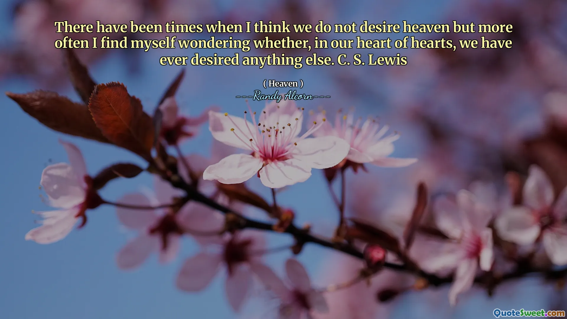 Det har vært tider hvor jeg tror vi ikke ønsker himmelen, men oftere lurer jeg på at vi i hjertet av hjertene noen gang har ønsket noe annet. C. S. Lewis