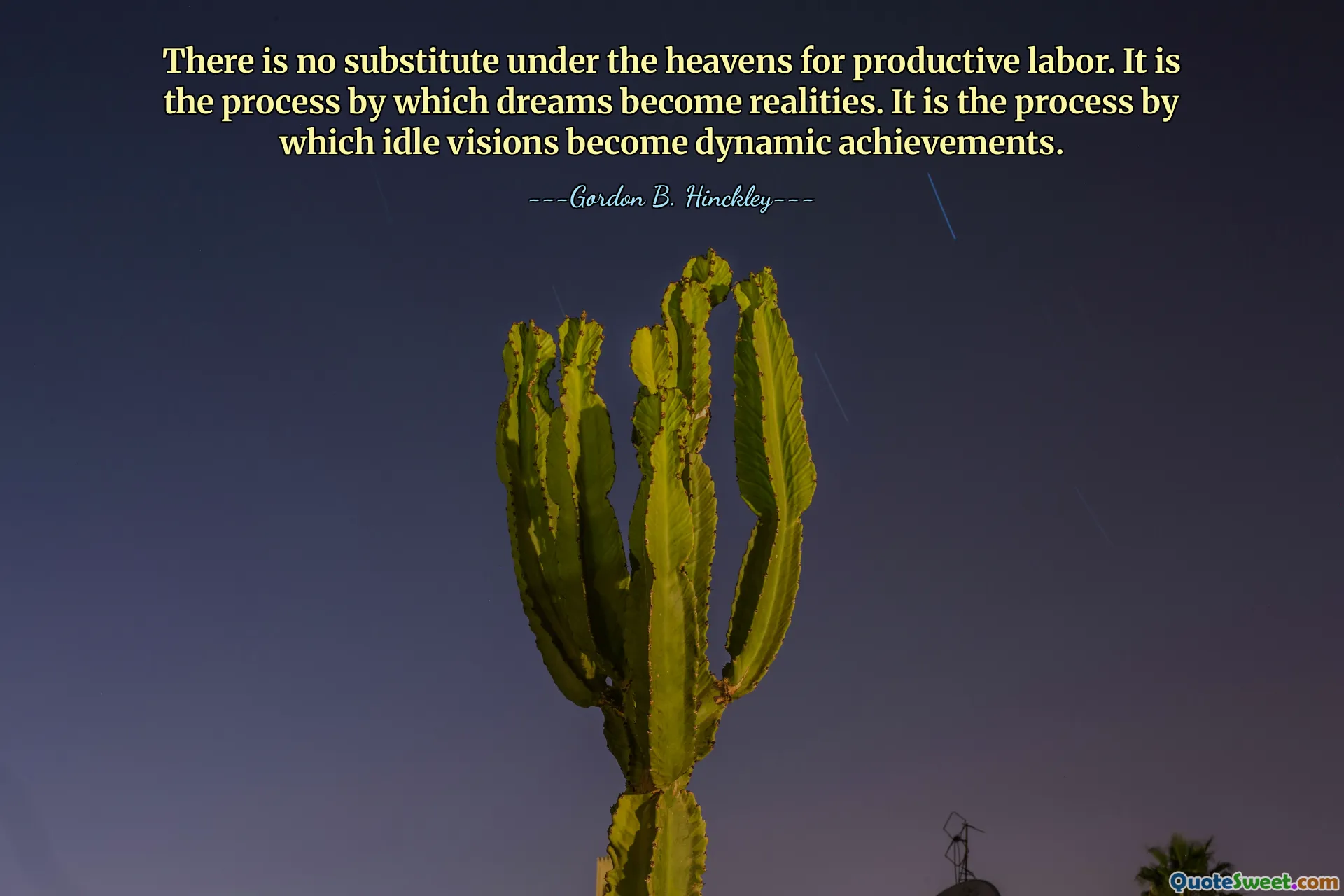 There is no substitute under the heavens for productive labor. It is the process by which dreams become realities. It is the process by which idle visions become dynamic achievements.